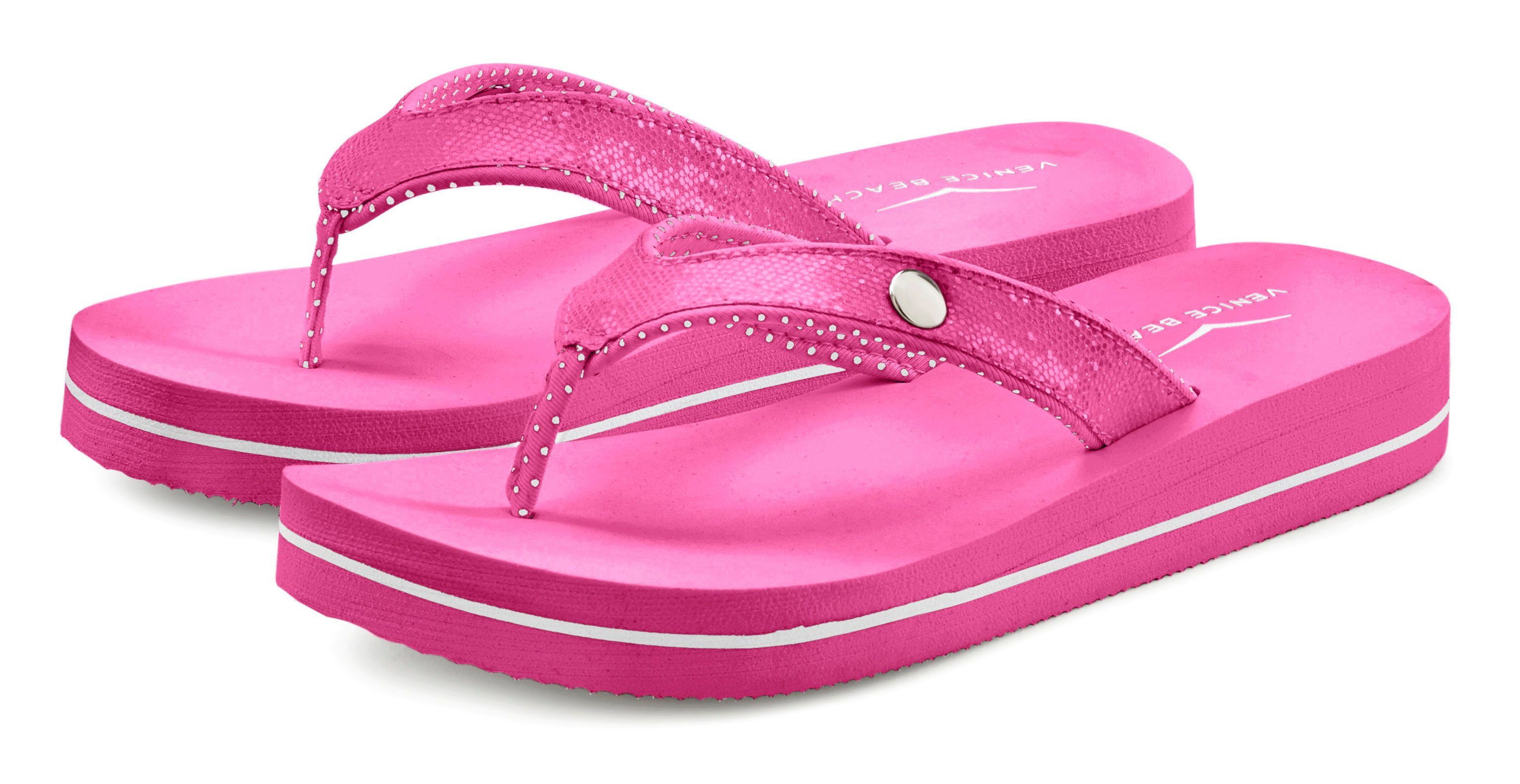 Venice Beach Badslippers Sandaal, pantoletten, badschoenen ultralicht met glitterband VEGAN