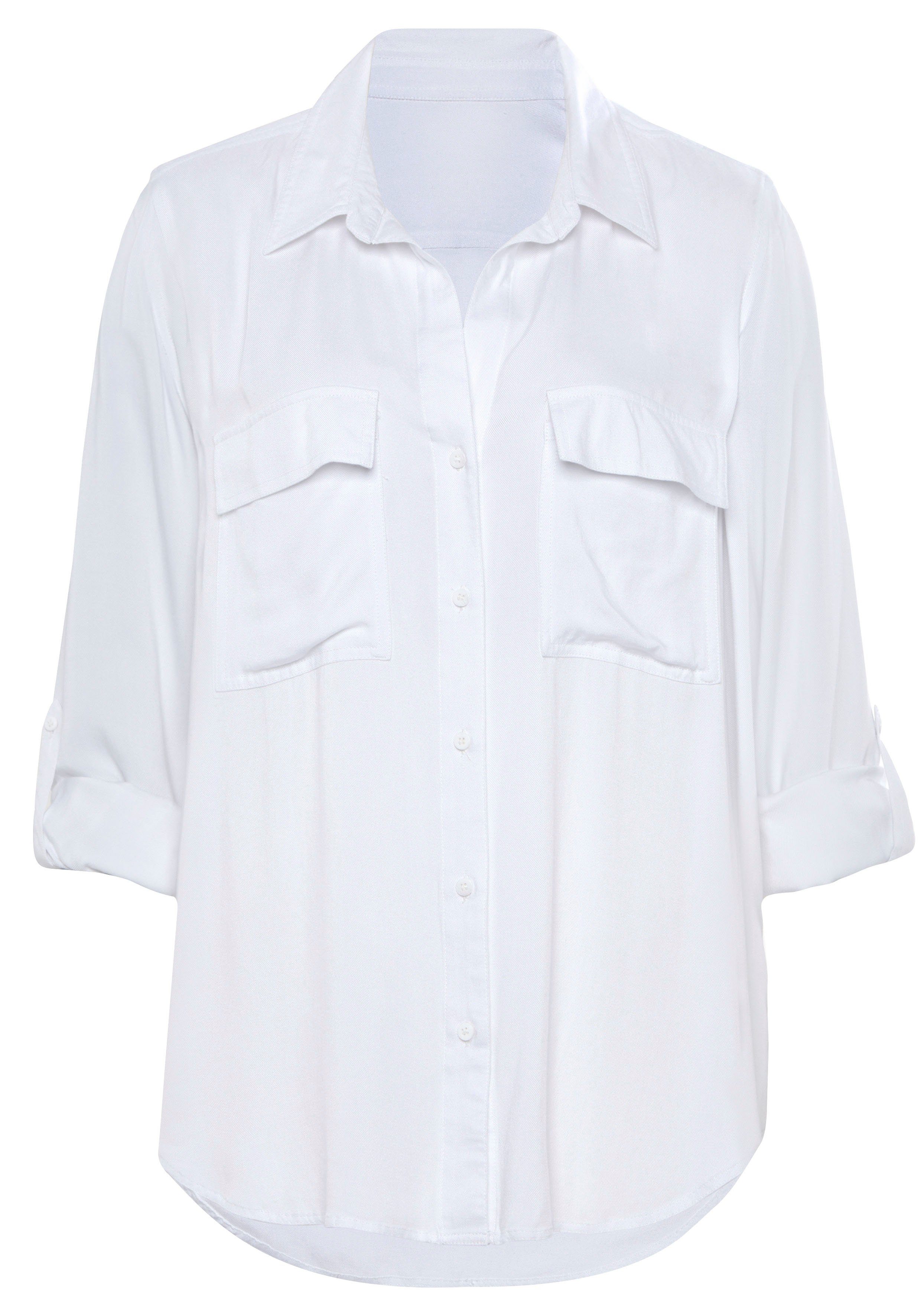 Vivance Overhemdblouse van zachte lyocellkwaliteit, luchtige damesblouse, casual-chic
