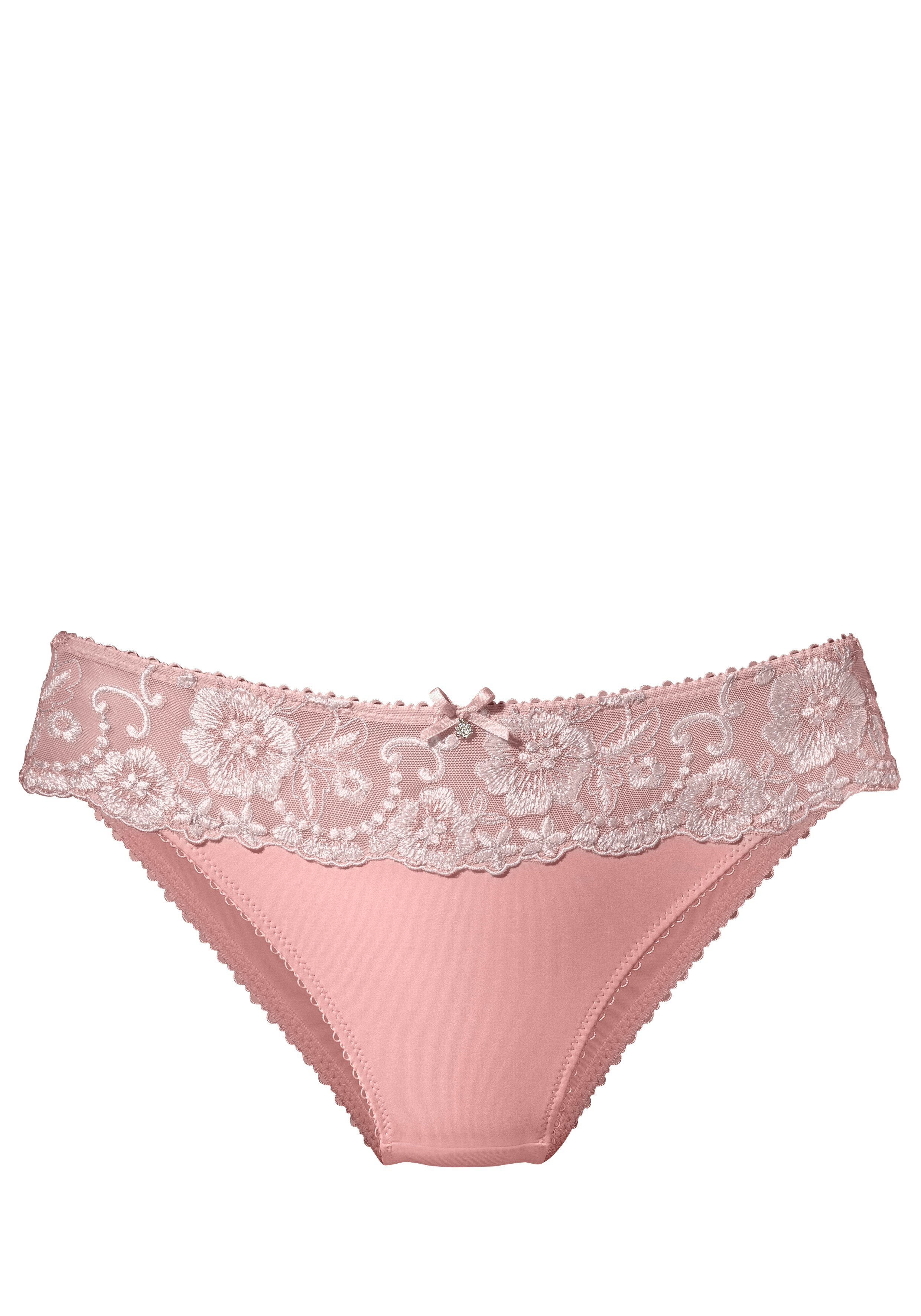 Lascana Bikinibroekje WANDA met borduurkant in bloemetjes-look