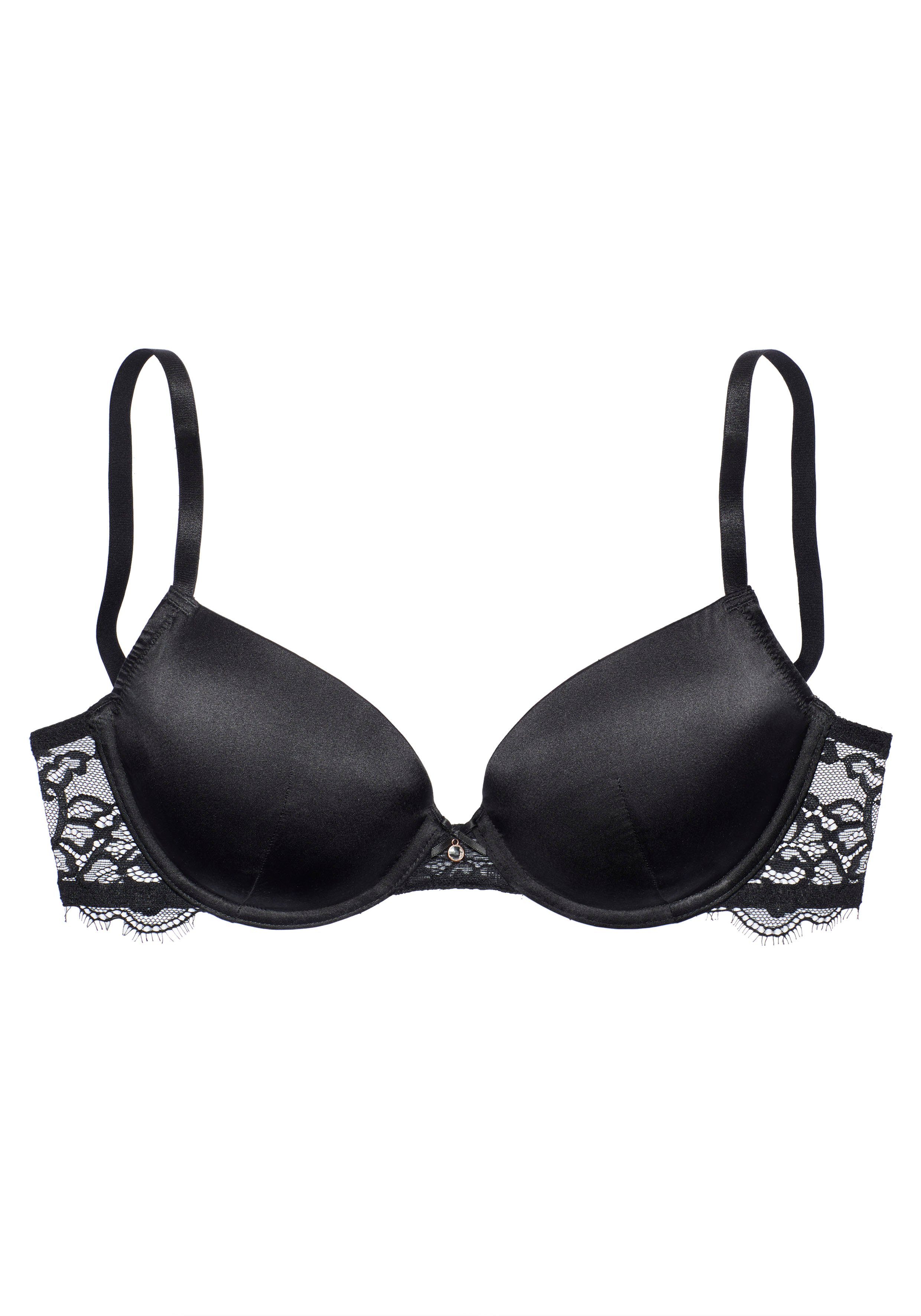 Lascana Push-up-bh Alana gemaakt van elegante stof met hoog zijdegehalte en gebloemd kant, lingerie