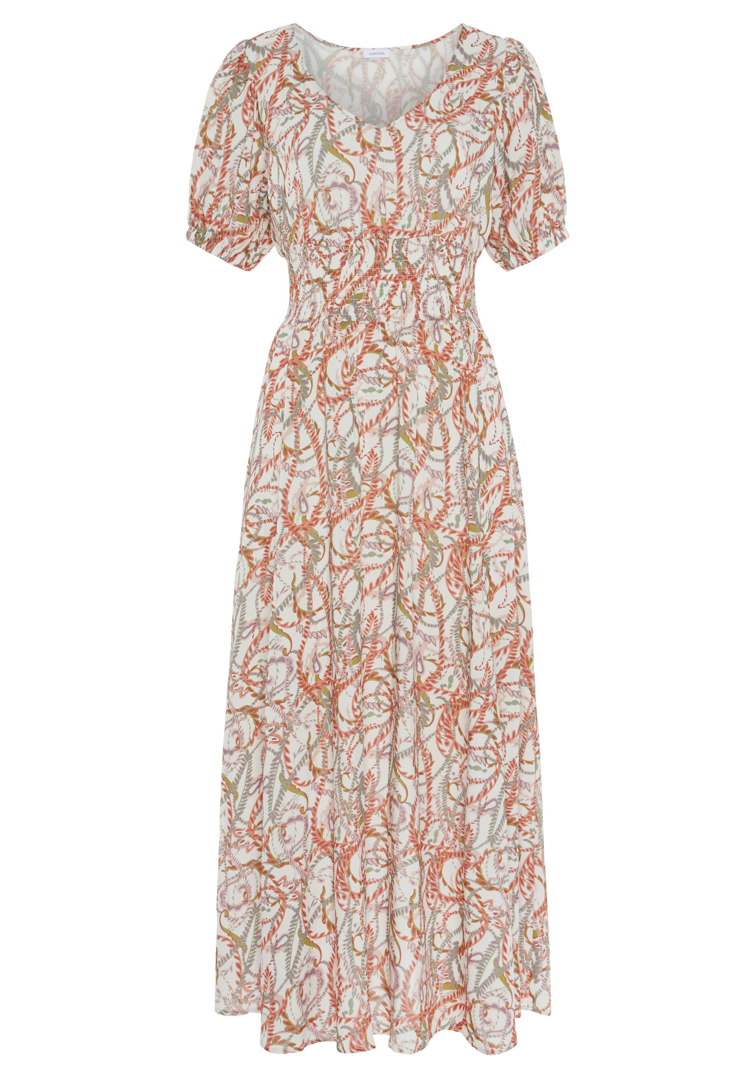 Lascana Maxi-jurk met alloverprint en v-hals, zomerjurk, strandjurk