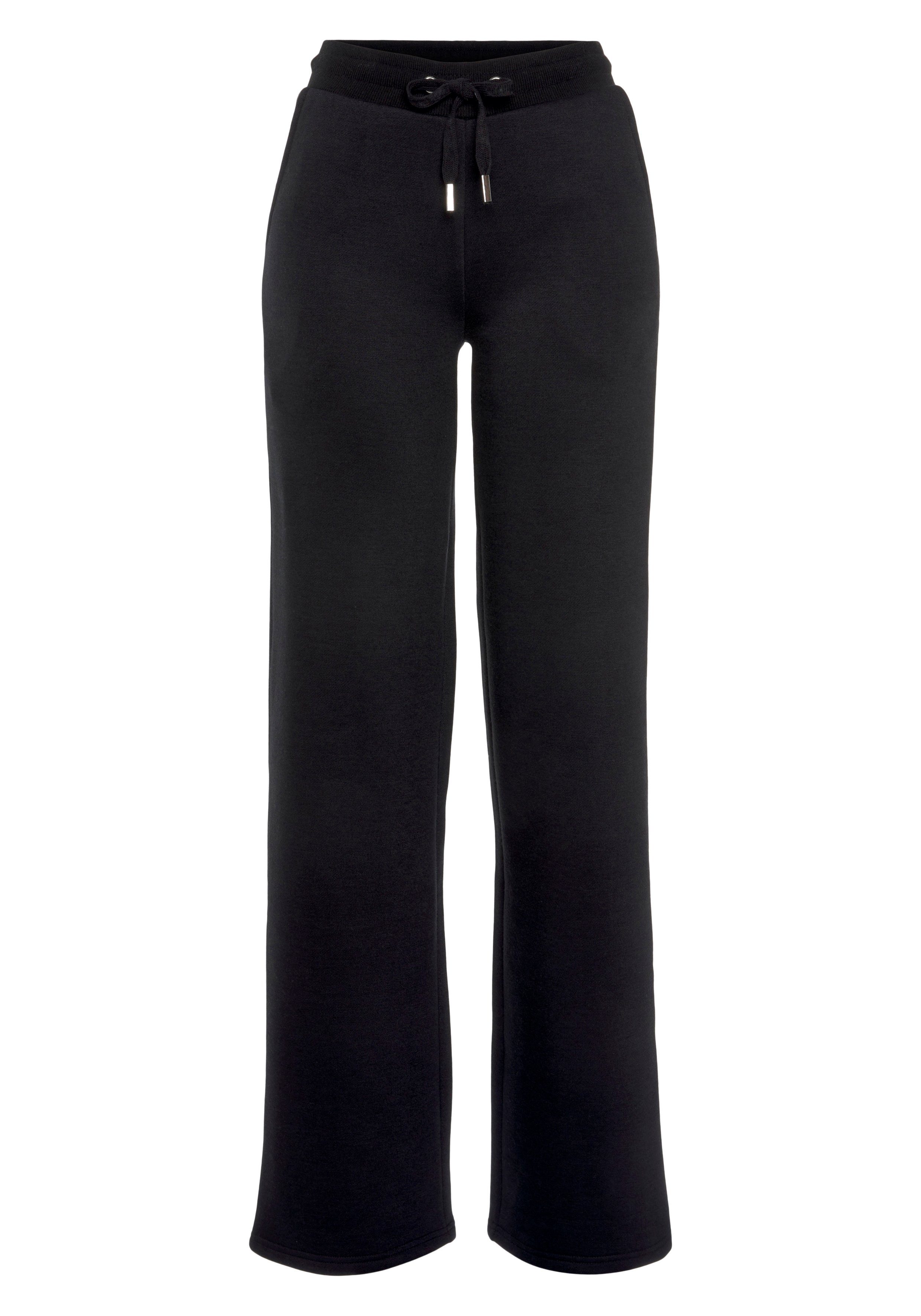 Vivance Relaxbroek -Loungebroek met brede pijpen en van ultra-zachte sweatkwaliteit, loungewear lounge broeken maat 40/42 zwart