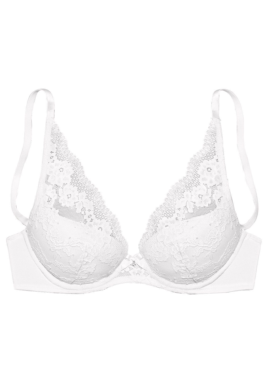 Lascana Push-up-bh gemaakt van gebloemd kant in een high-apex pasvorm, lingerie