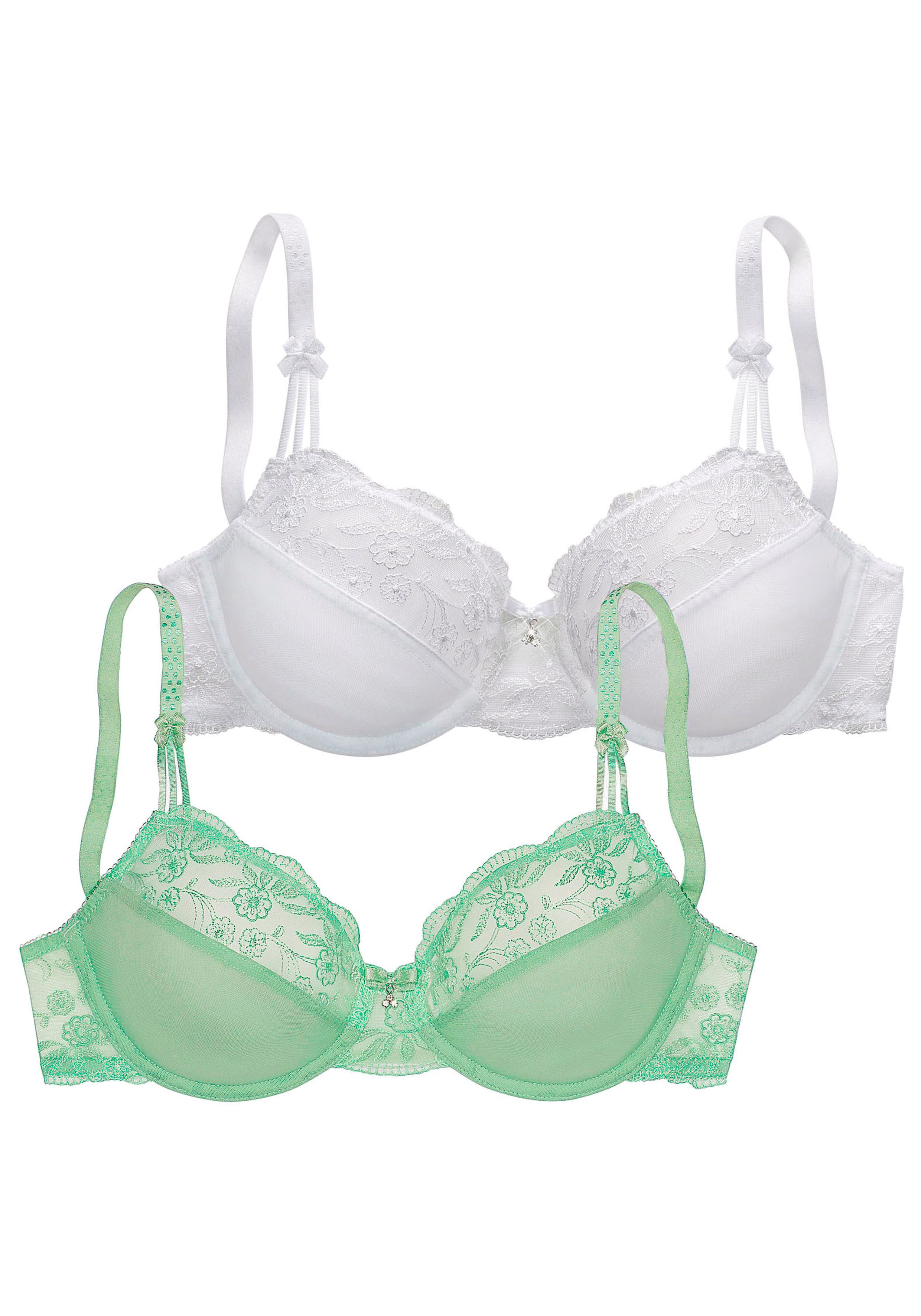 Nuance Beugel-bh met mooie borduurkant, dessous (Set van 2) beugel bh's maat 75 D groen