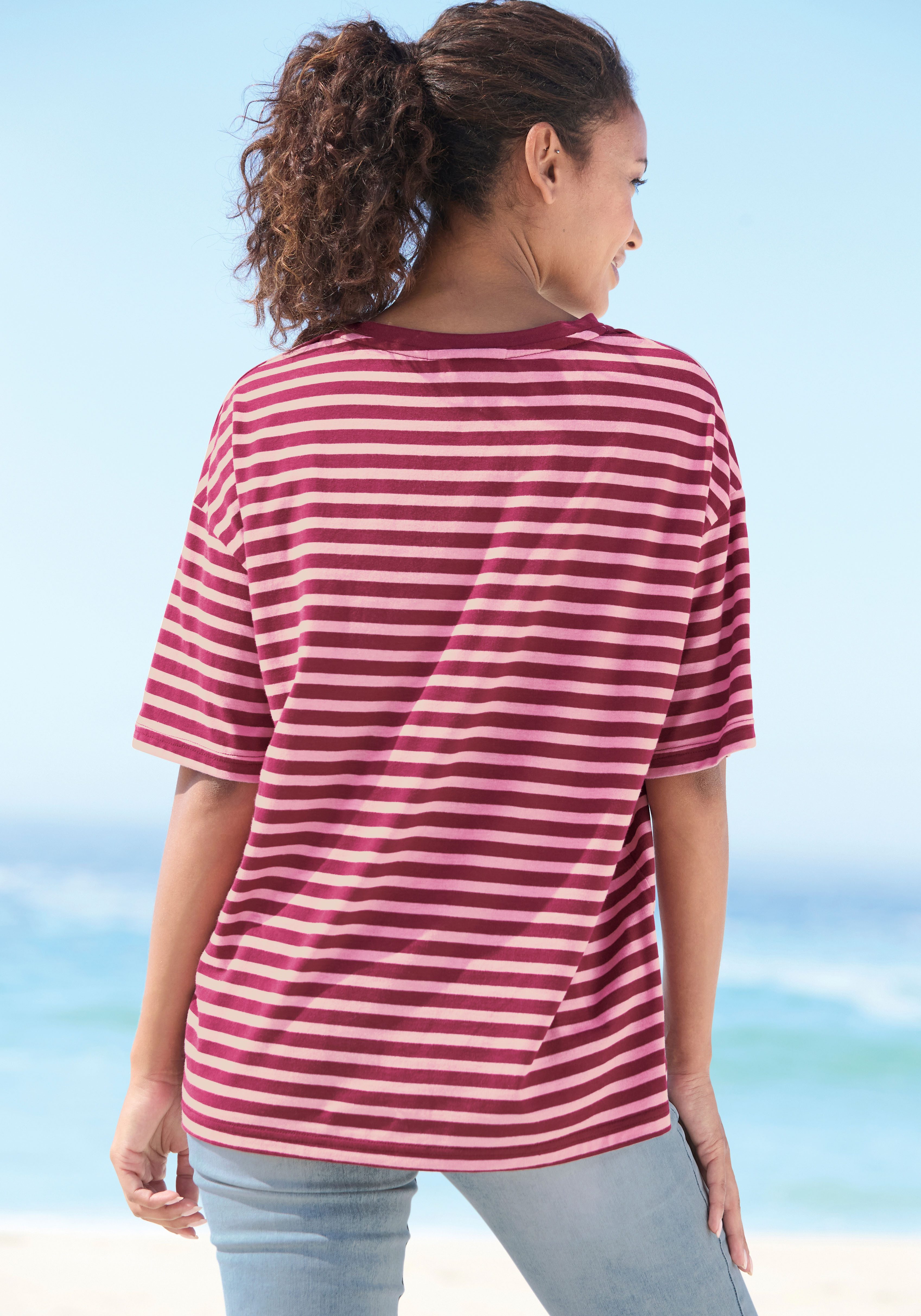 Elbsand T-shirt met halflange mouwen en streeplook