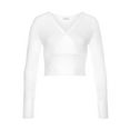 lascana shirt met lange mouwen van ribmateriaal in cropped model wit