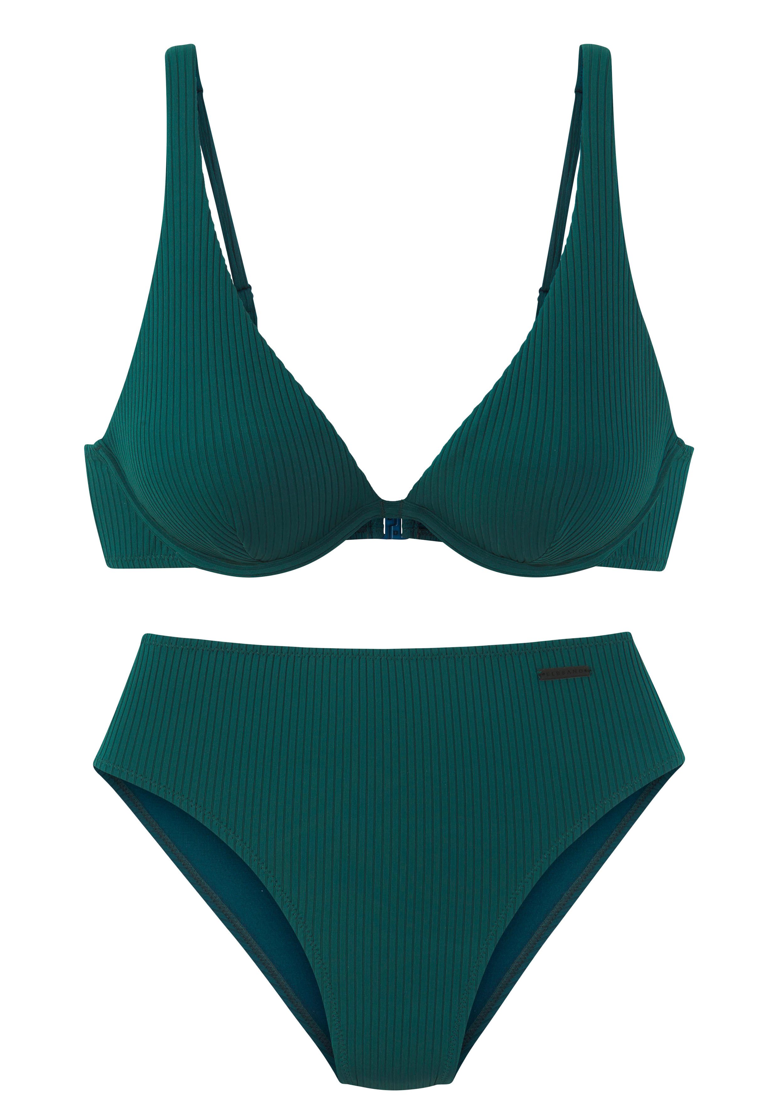 Elbsand Beugelbikini van trendy ribstof beugel bikini's maat B B groen