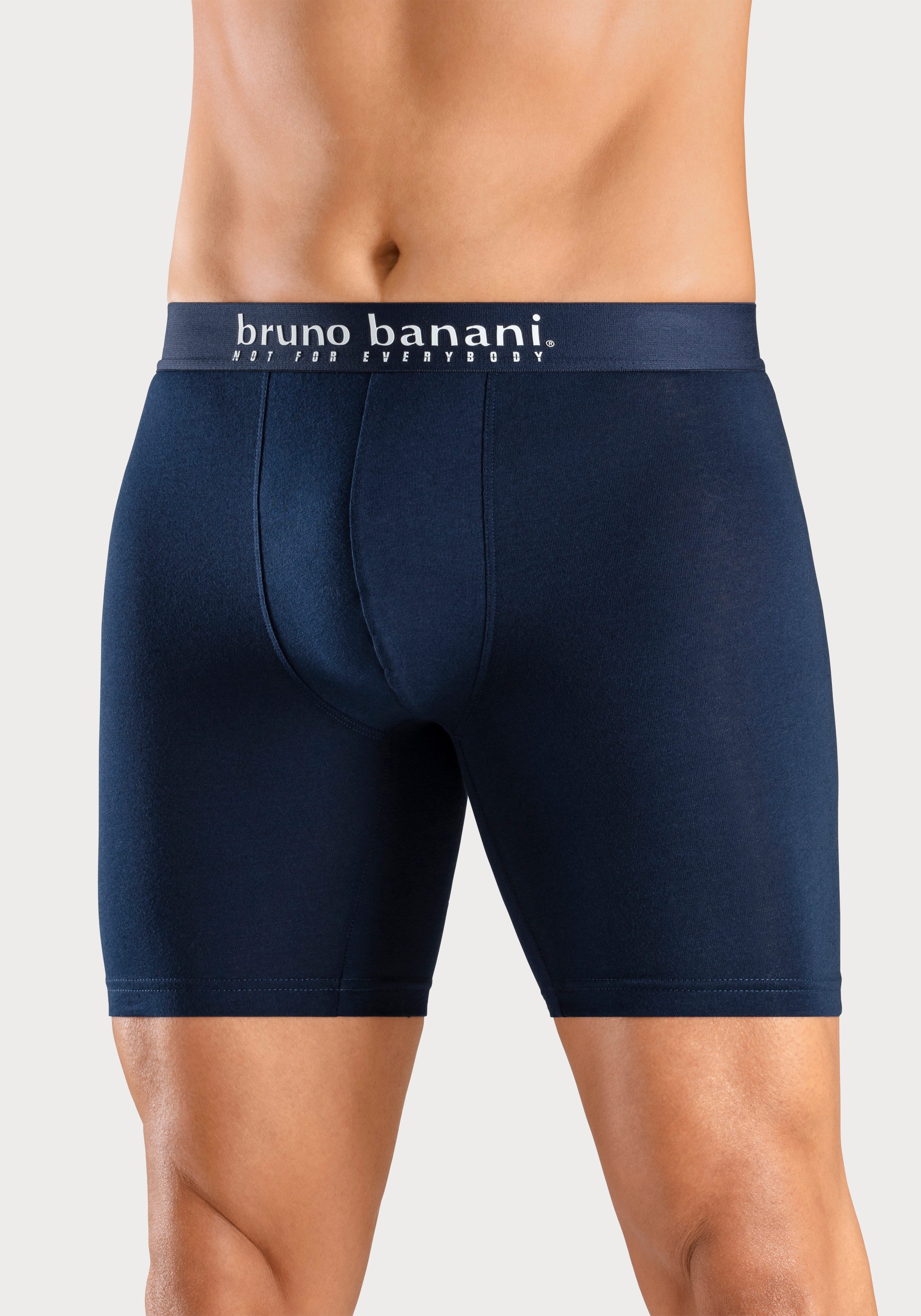 Bruno Banani Lange boxershort met palmprint en effen van katoenmix (4 stuks, Set van 4)