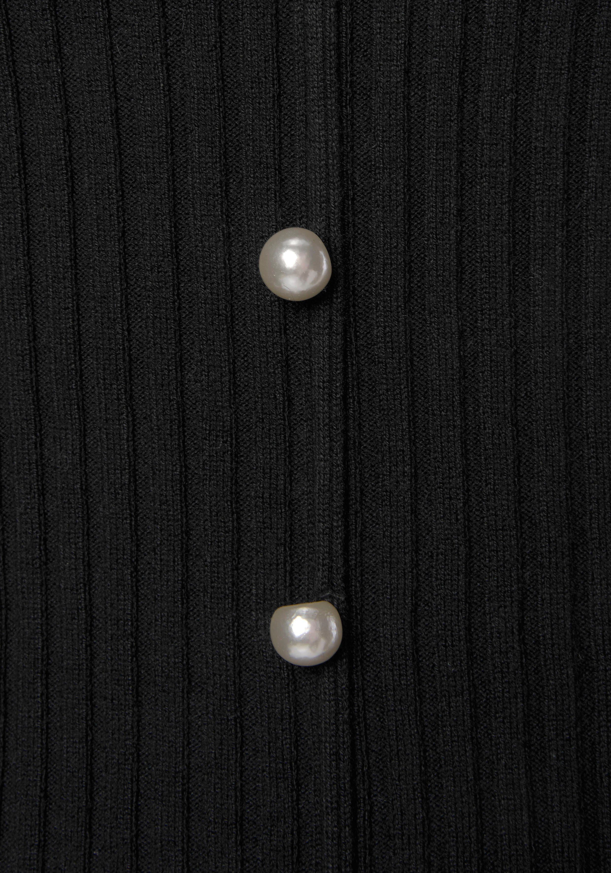 Lascana Trui met V-hals met decoratieve parels, figuuraccentuerende gebreide trui, elastisch