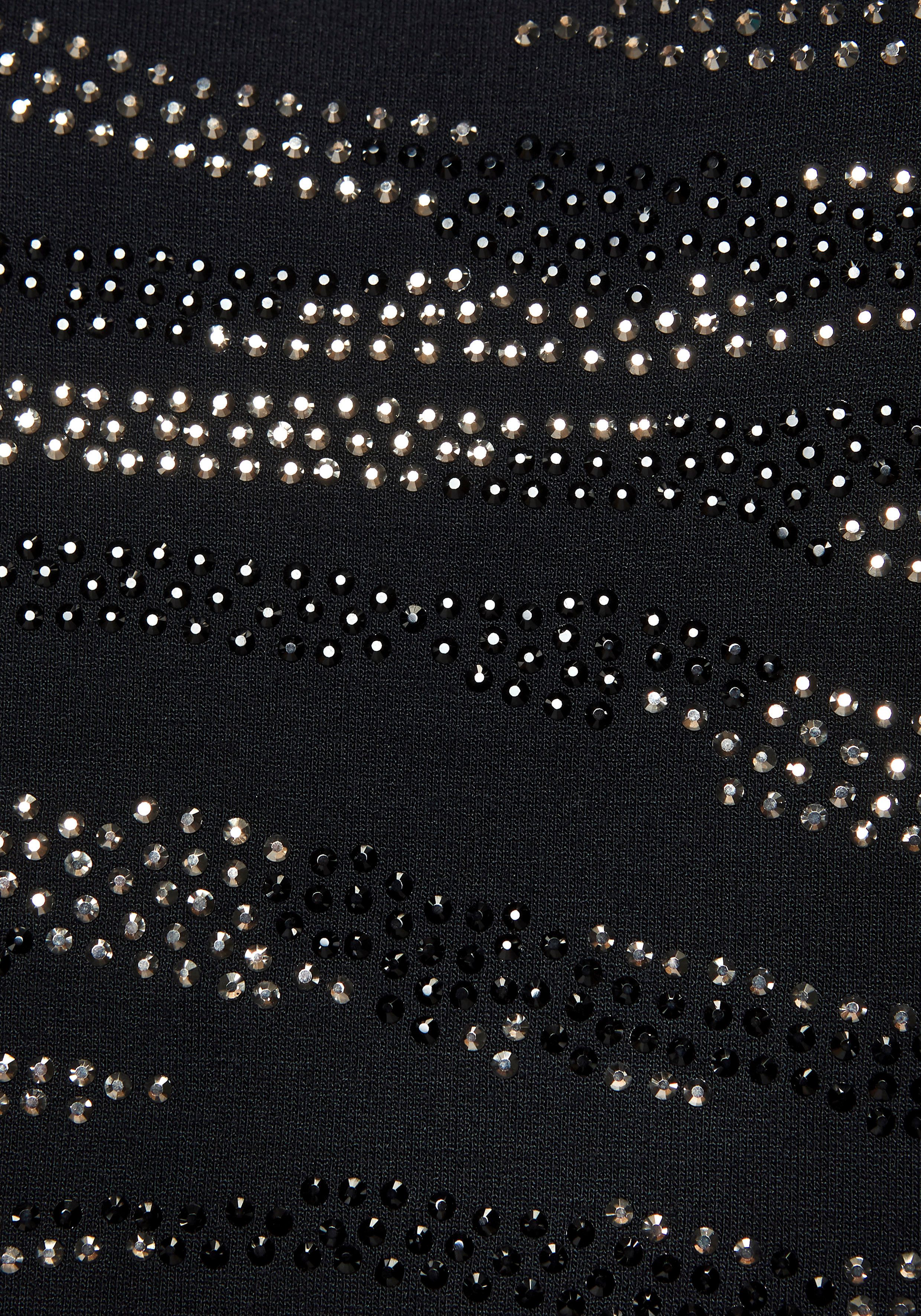 Lascana Shirt met ronde hals Met strass-dessin van hoogwaardige french terry-kwaliteit van viscose