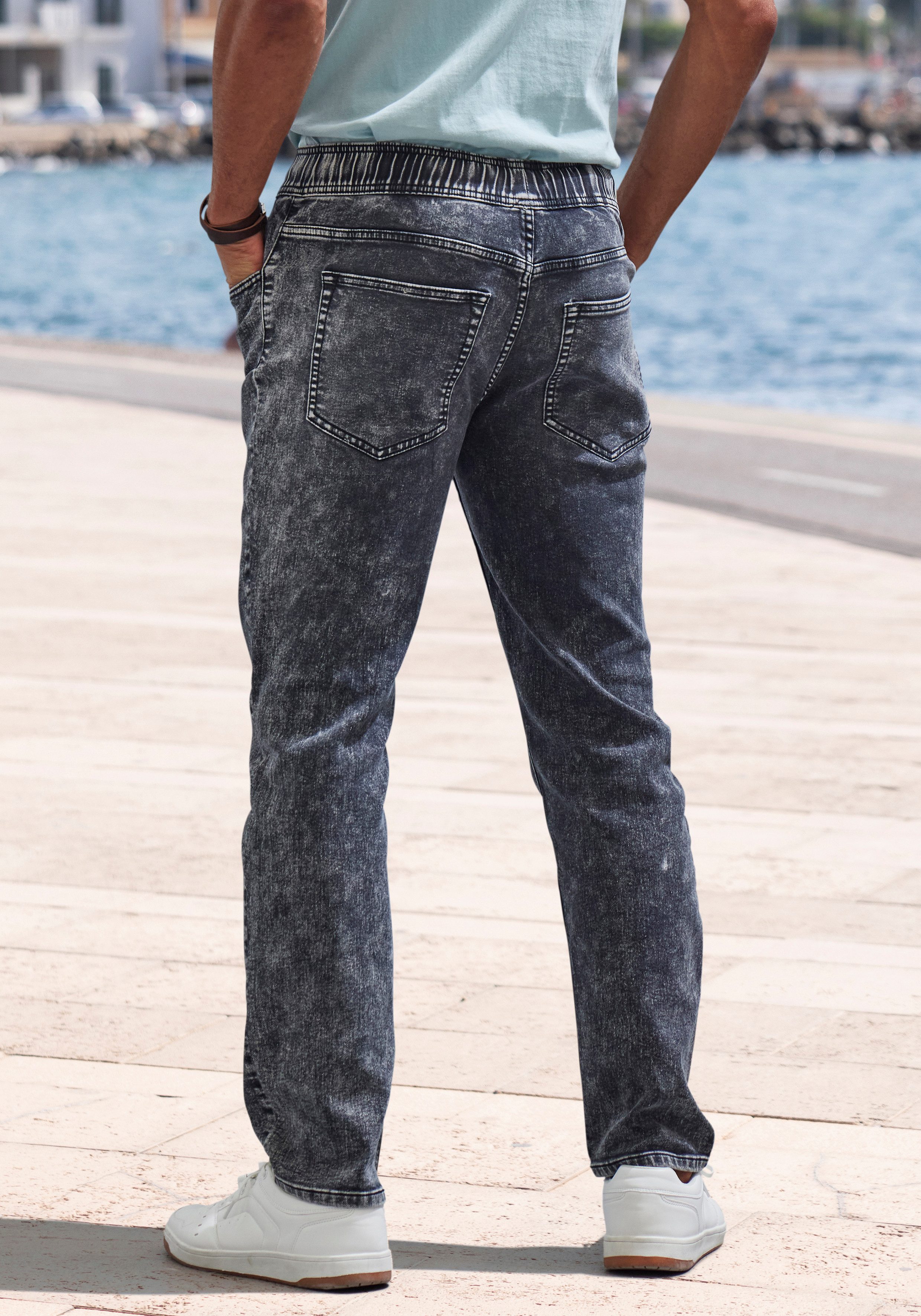 Buffalo Comfortjeans elastische joggingsbroek, moonwashed