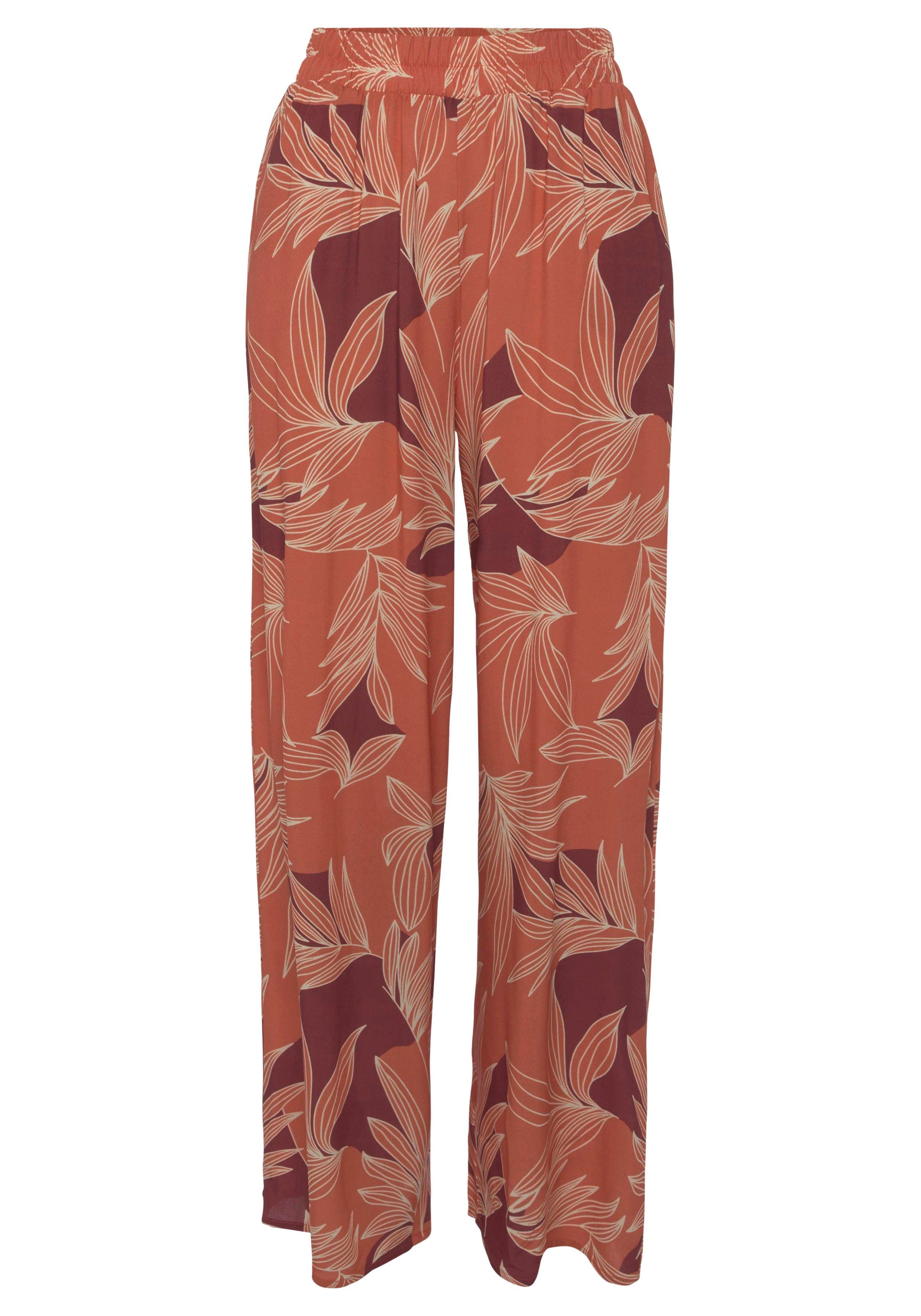 Lascana Palazzobroek met all-over print en zakken, wide leg, stoffen broek