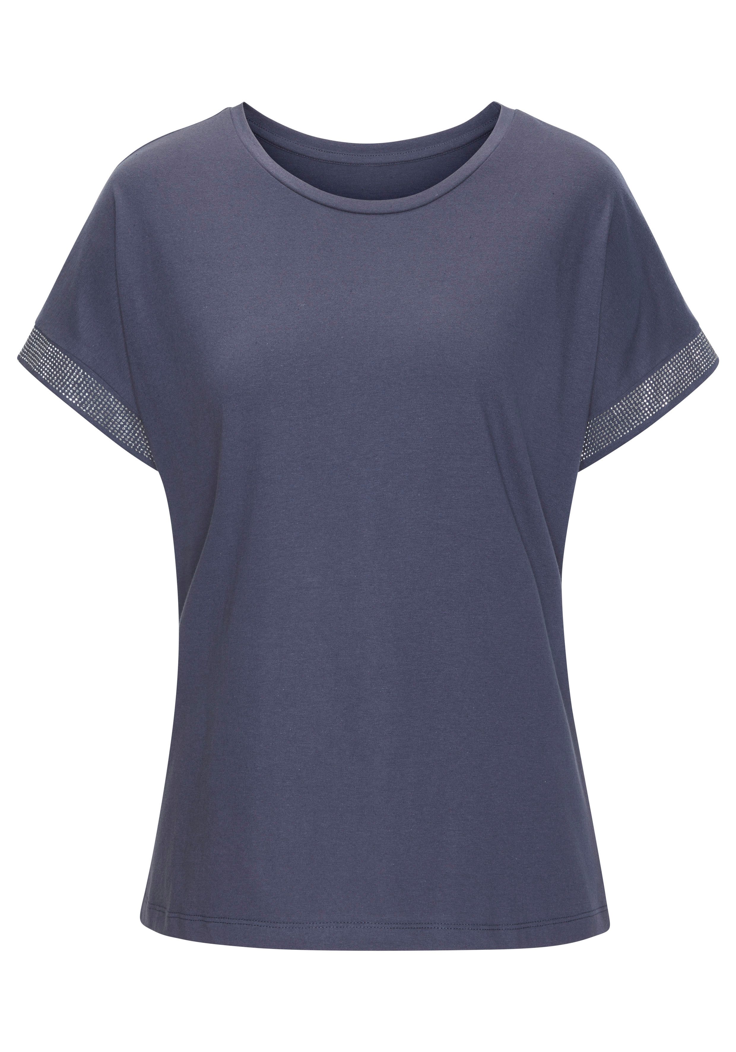 Lascana Shirt met korte mouwen Met glinsterend strass-ontwerp op de arm
