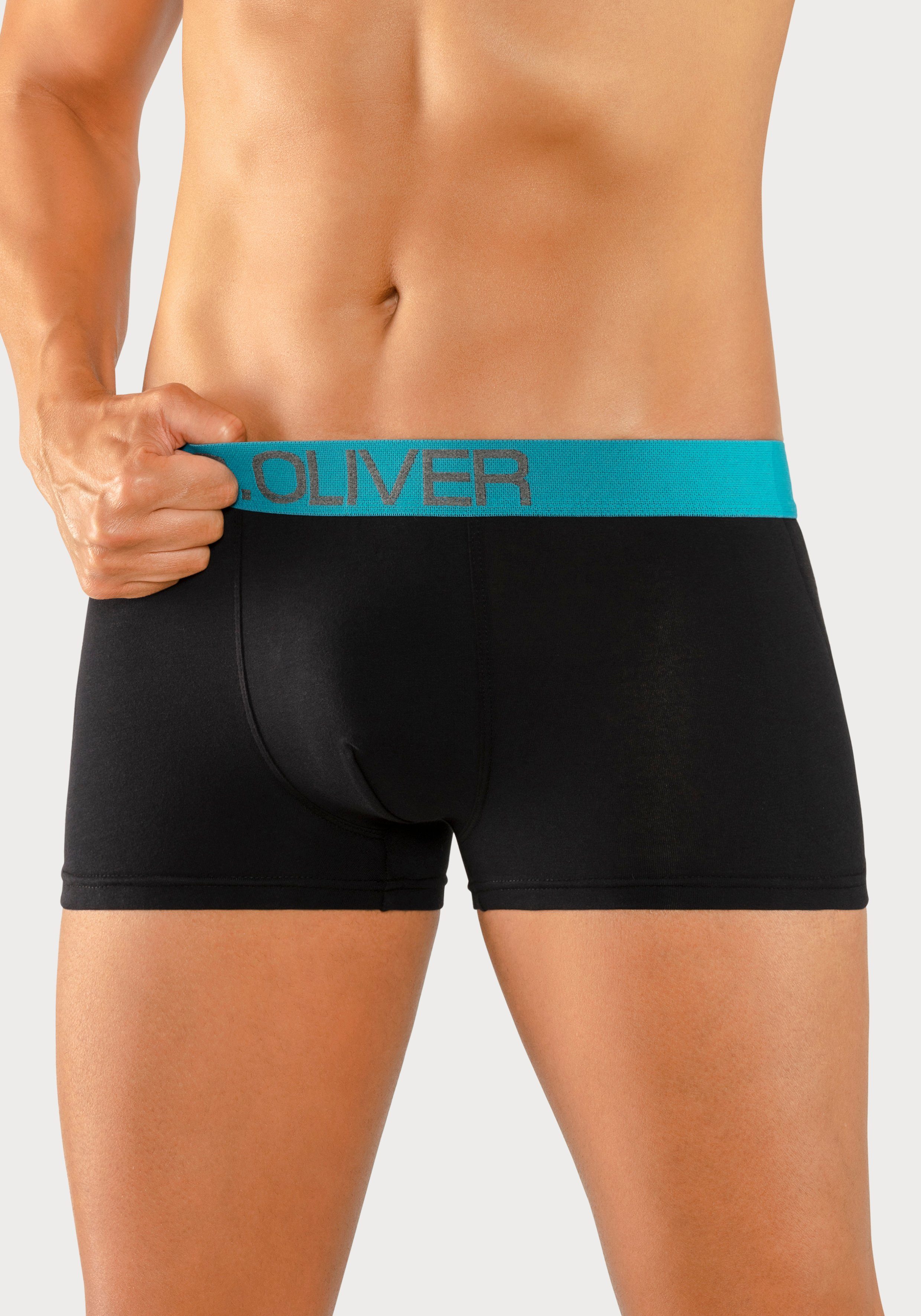 s.Oliver RED LABEL Beachwear Hipster strak zittende boxershorts voor heren van katoenmix (set, 4 stuks)