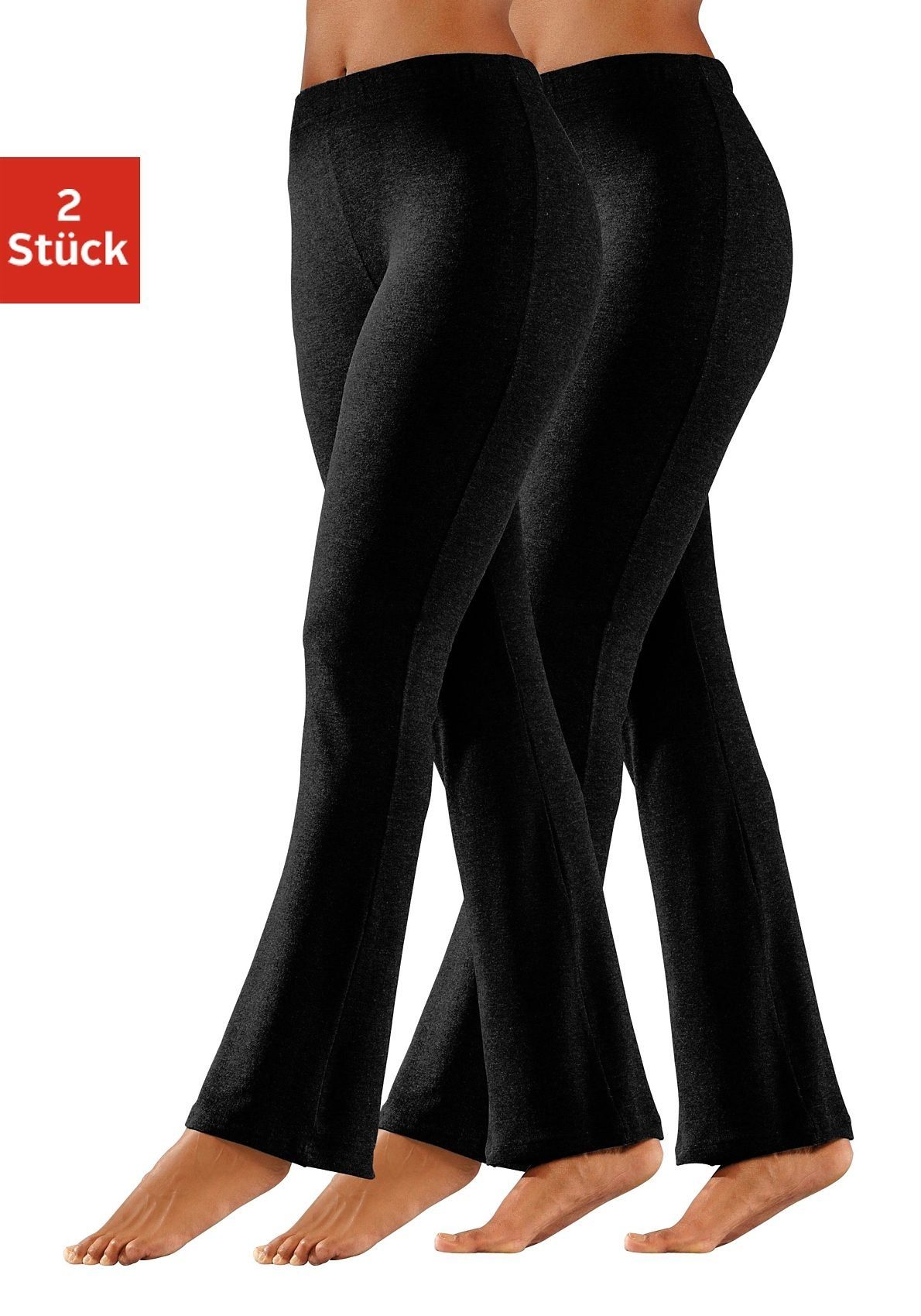 vivance active Jazzpants met licht uitlopende pijpen, loungewear (2-delig, Set van 2) sport broeken maat 56/58 zwart