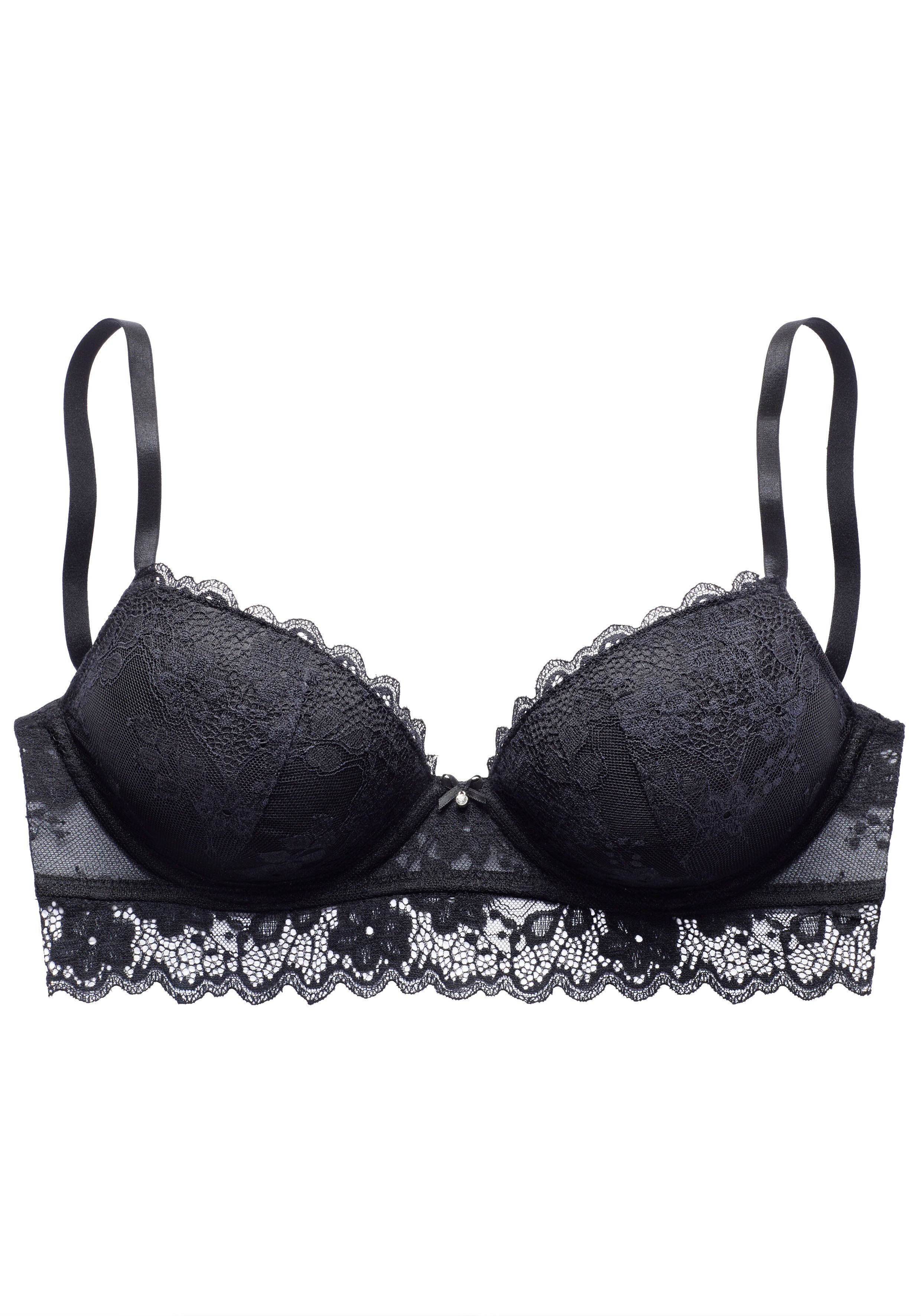 Vivance Push-up-bh van jacquardkant in lichte lange vorm, sexy lingerie push-up bh's maat 80 C zwart