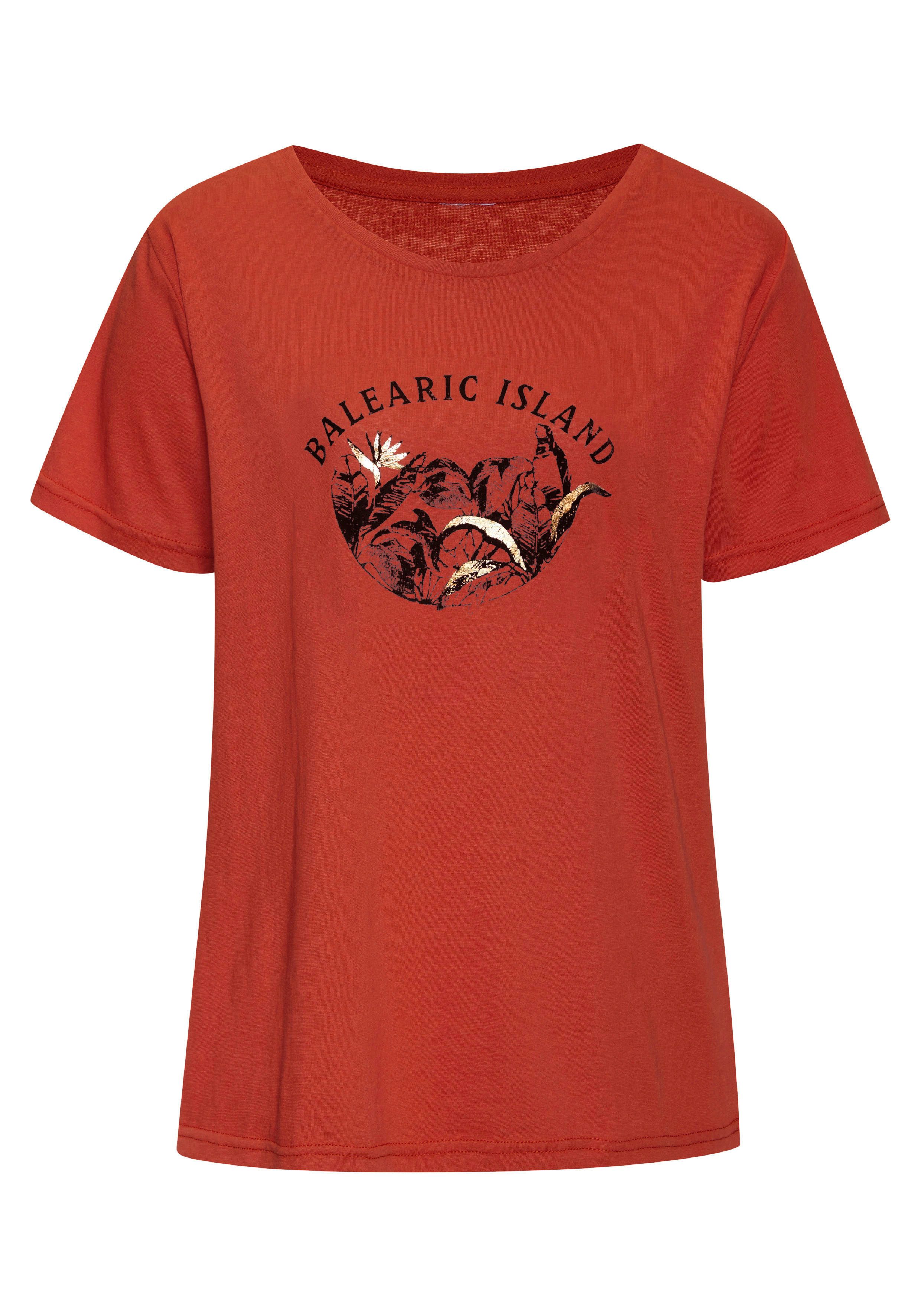 Vivance T-shirt Met glanzende frontprint in een zachte katoenkwaliteit