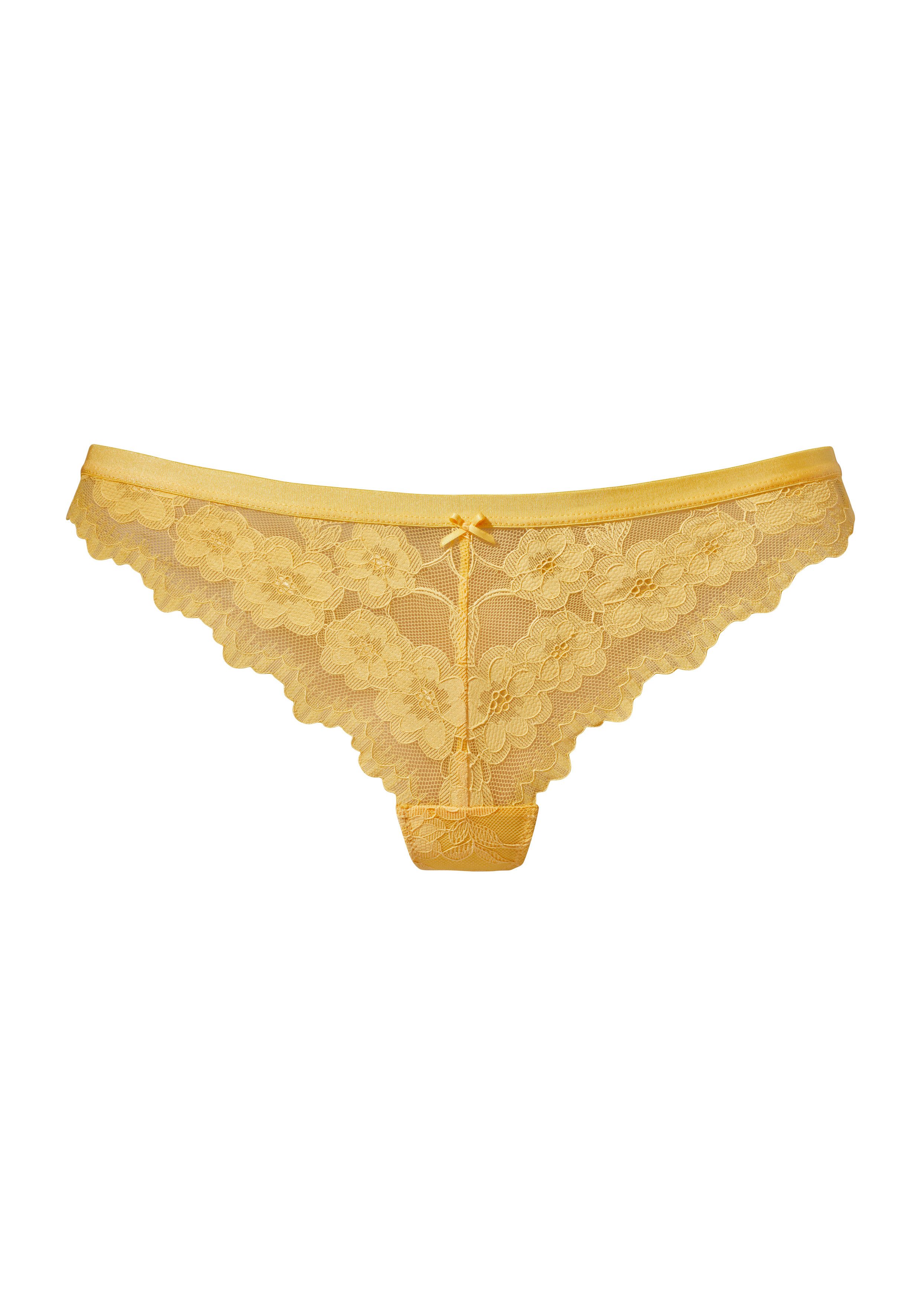 Lascana String van delicate, elastische jacquard kant strings maat 32/34 geel
