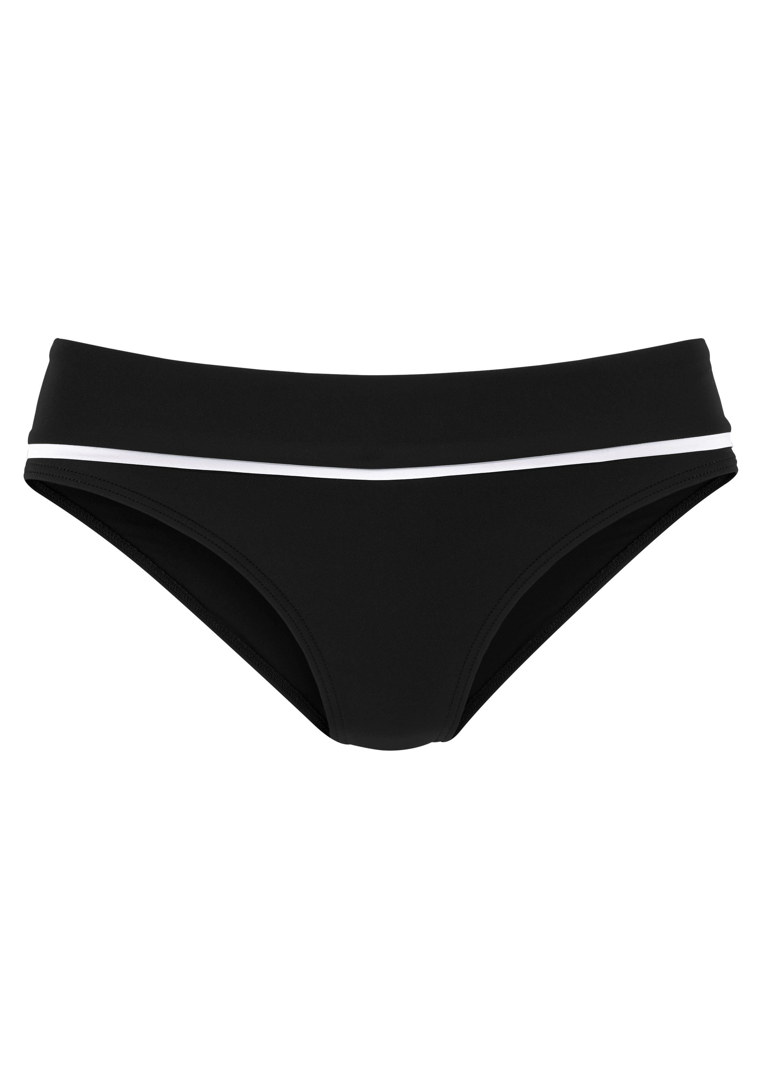 vivance bikinibroekje lorena met contrastkleurige piping bij de omslag zwart