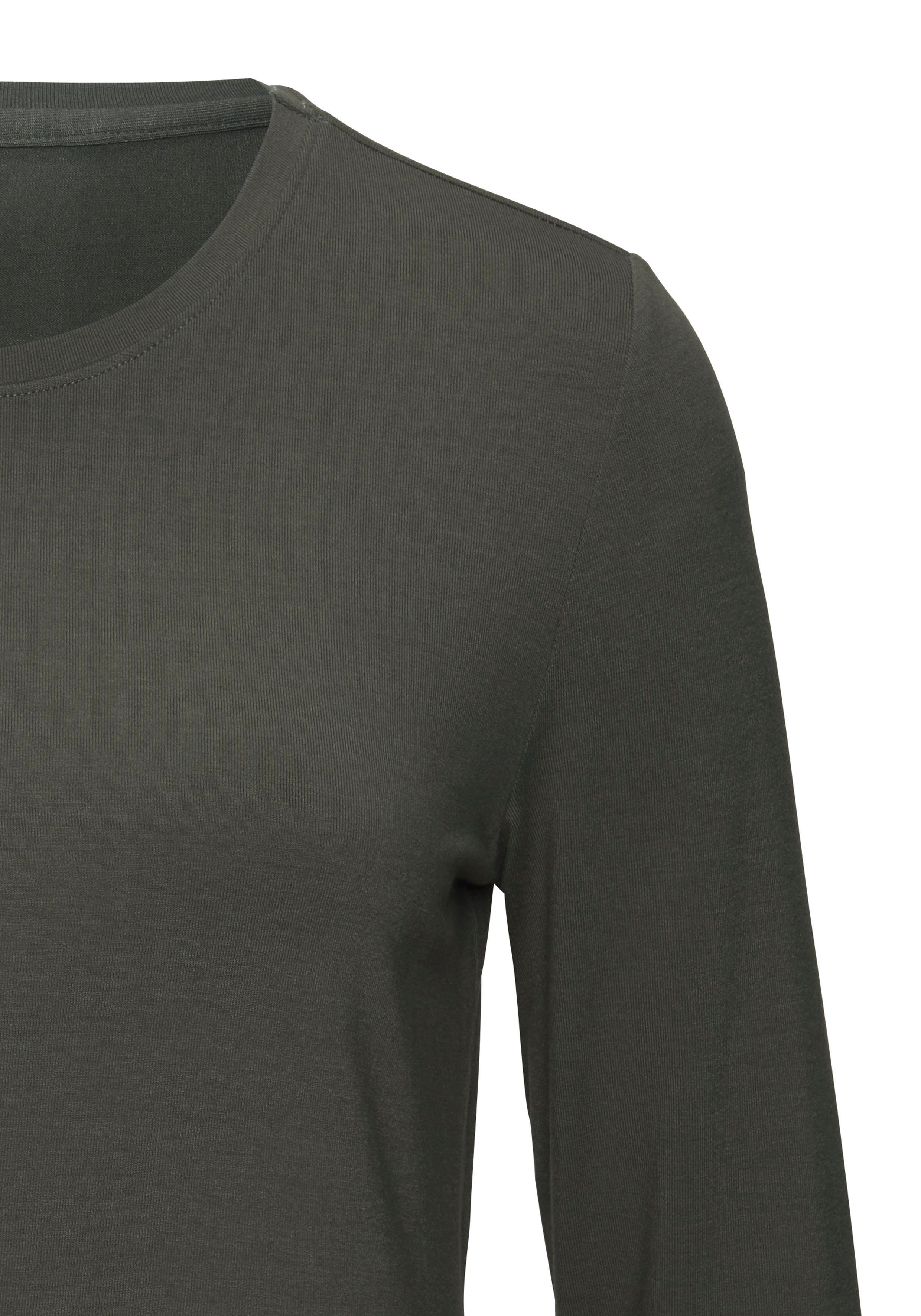 Lascana Shirt met staande kraag Van zachte viscose-stretch van zachte viscosekwaliteit (Set van 2)