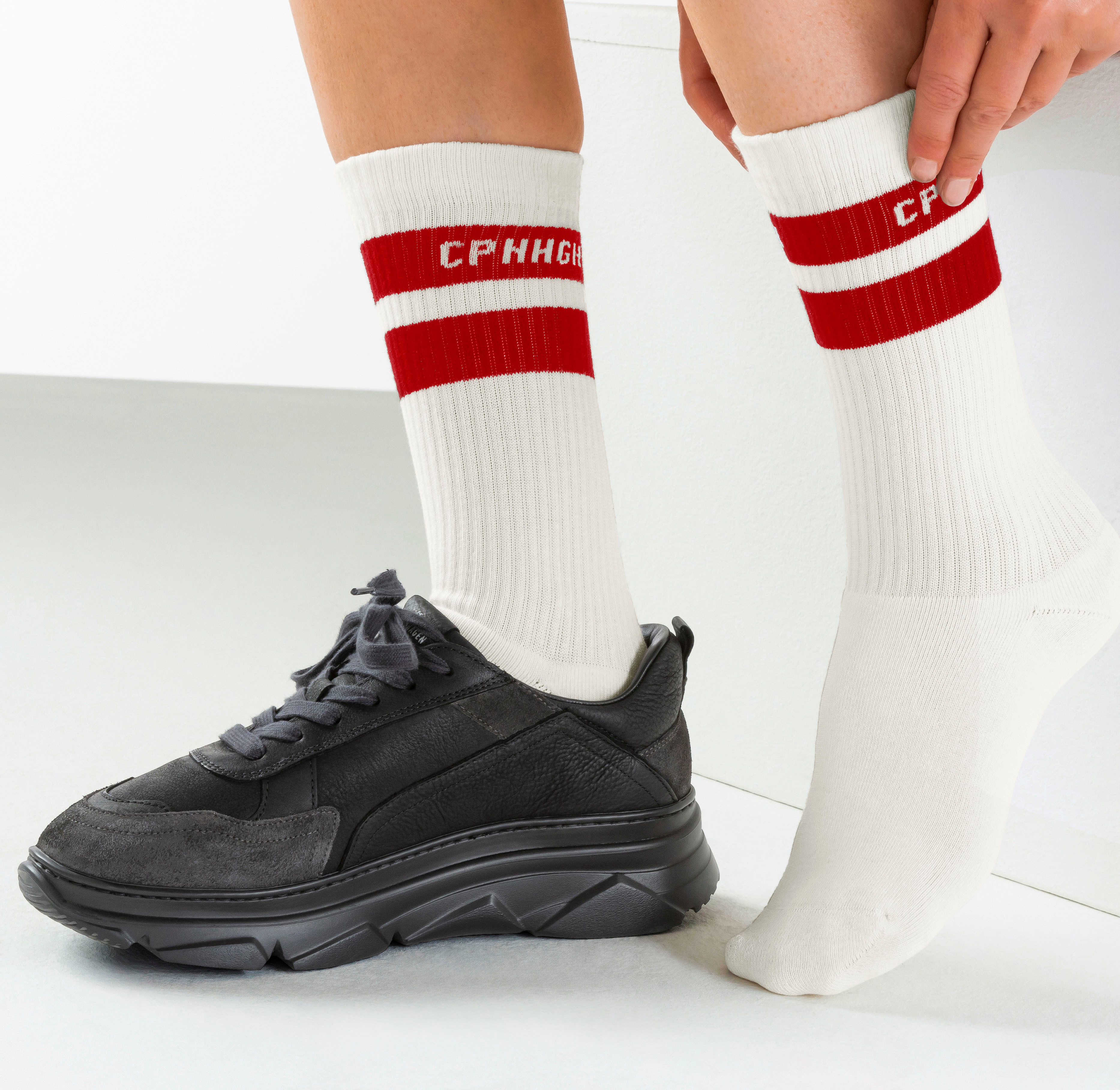 Copenhagen Studios Tennissokken met strepenpatroon en volle frotté (set, 3 paar)