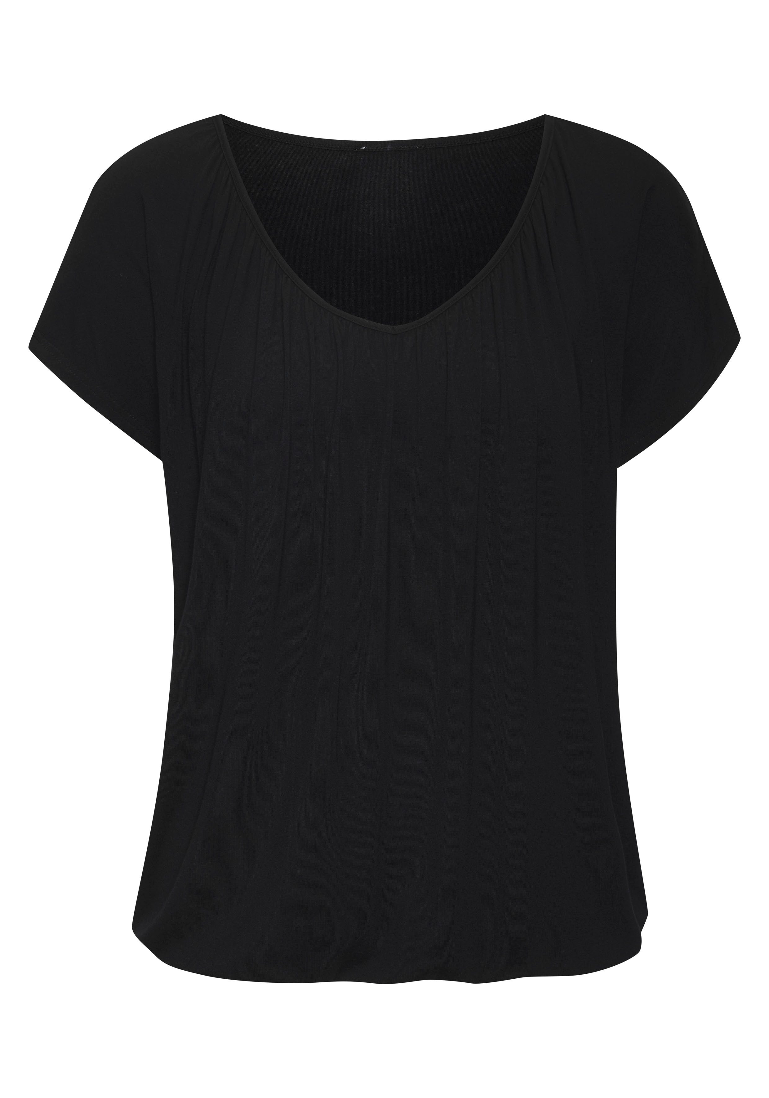 Lascana Shirt met korte mouwen met elastiek in de band (1-delig)