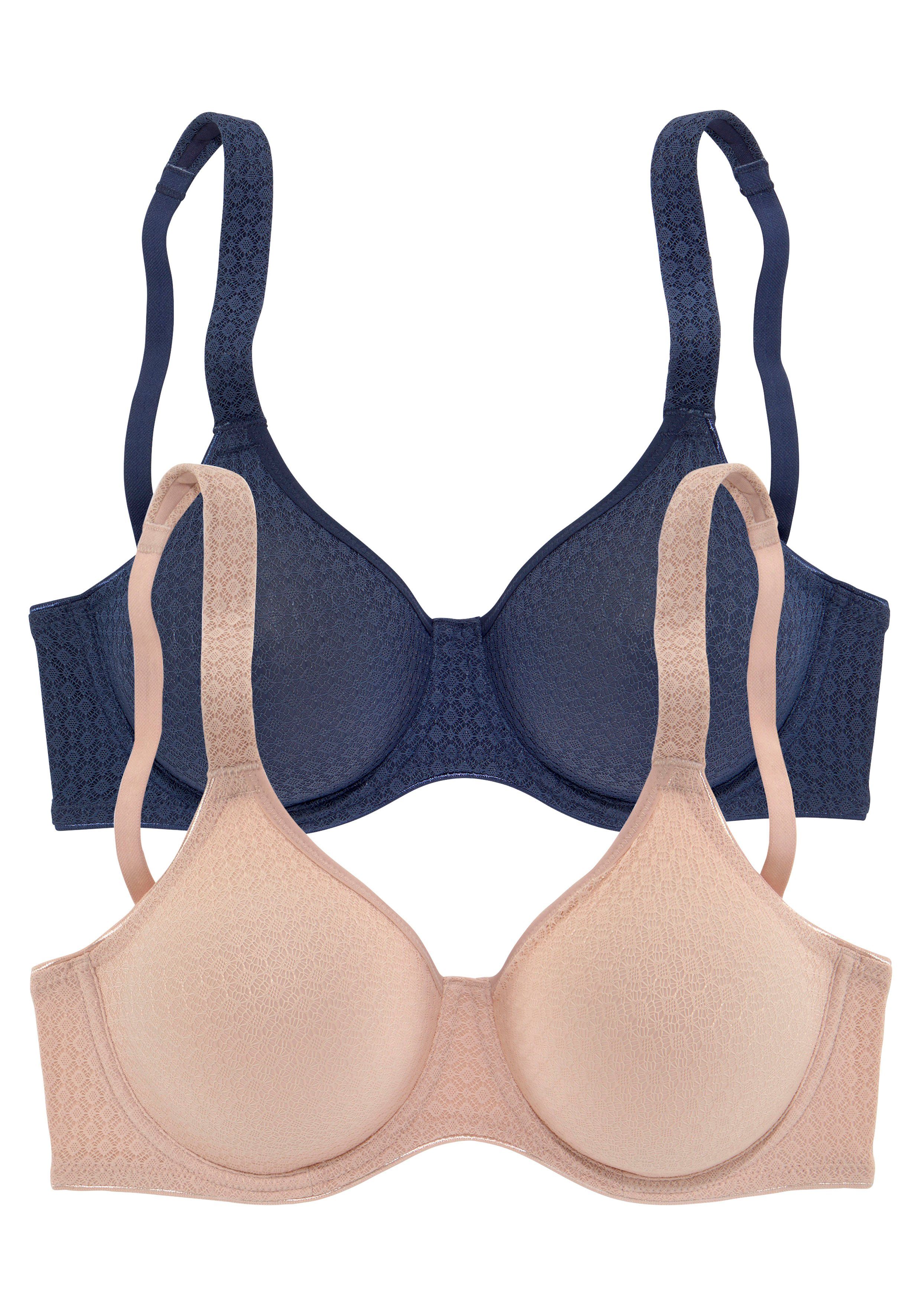 Petite fleur T-shirt-bh met beugel en grafische kant, basic dessous (Set van 2)