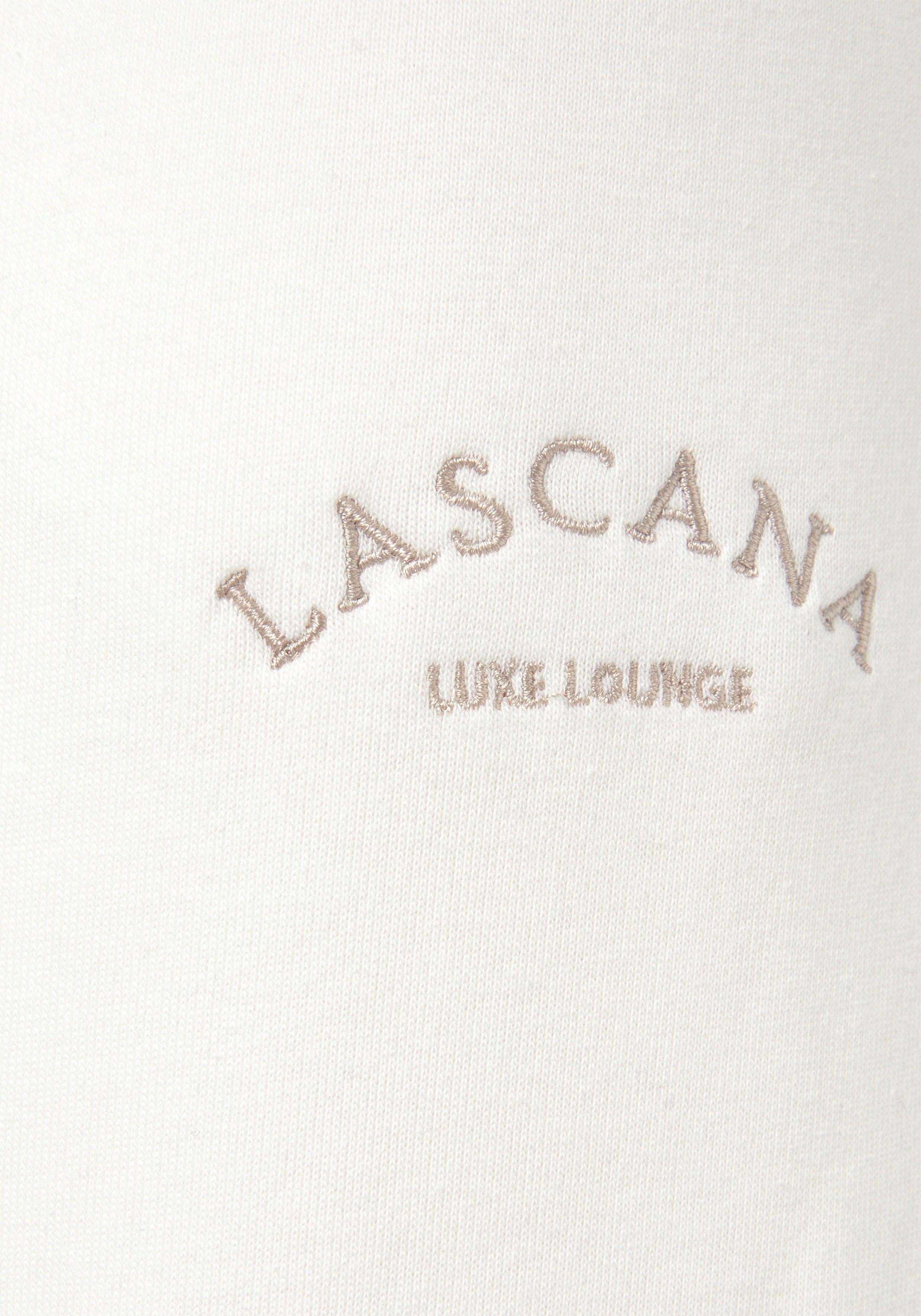 Lascana Sweatbroek - Loungebroek - Relaxbroek Loungebroek met zijzakken en logo-borduurwerk, loungewear