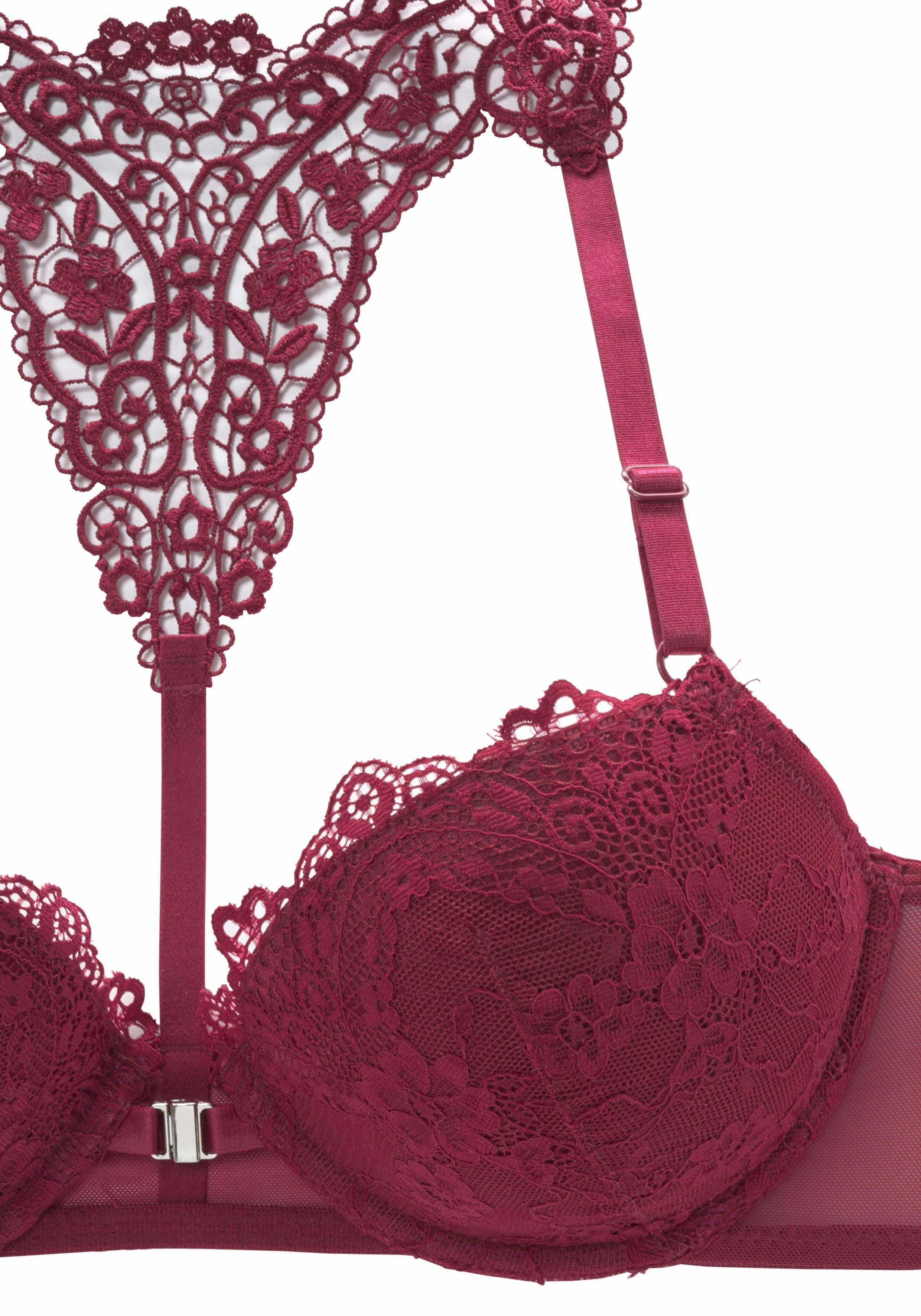 Lascana Push-up-bh MELISSA met voorsluiting & kanten achterkant van borduursel, ondergoed