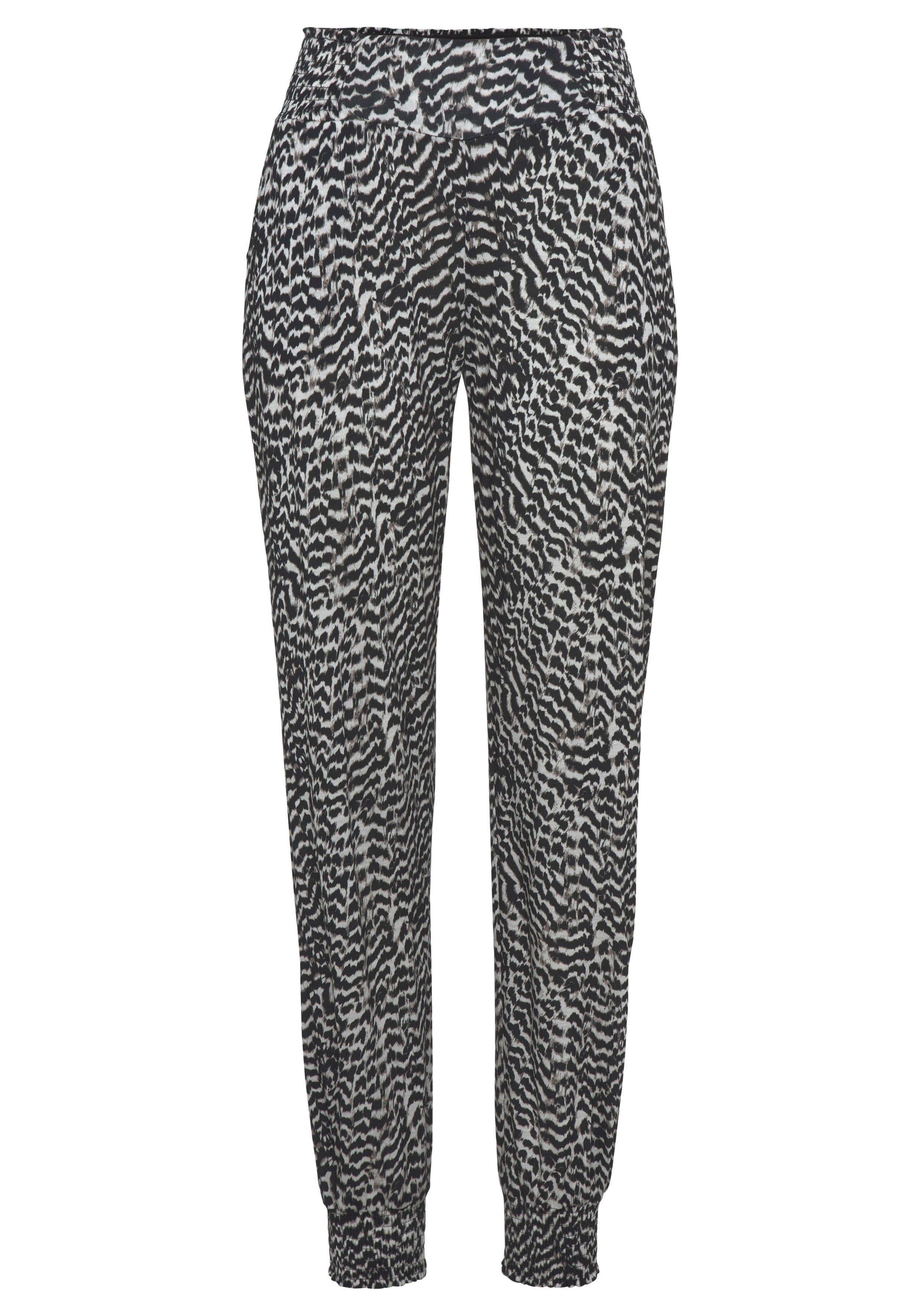 Vivance Jerseybroek met animal print en zakken, elastische tailleband, zomerbroek