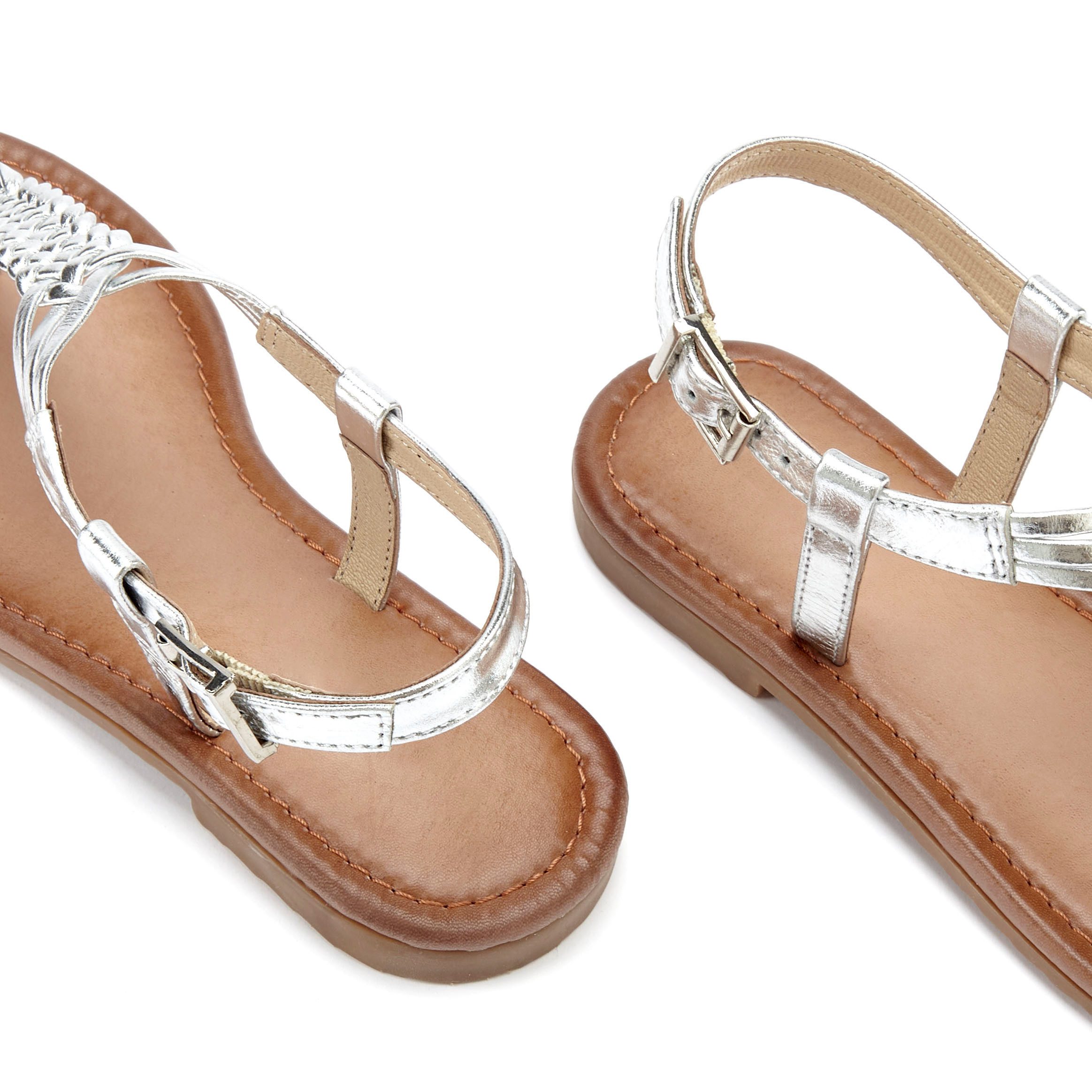 Vivance Teenslippers Sandalette, zomerschoen, sandaal van leer met vlecht-look