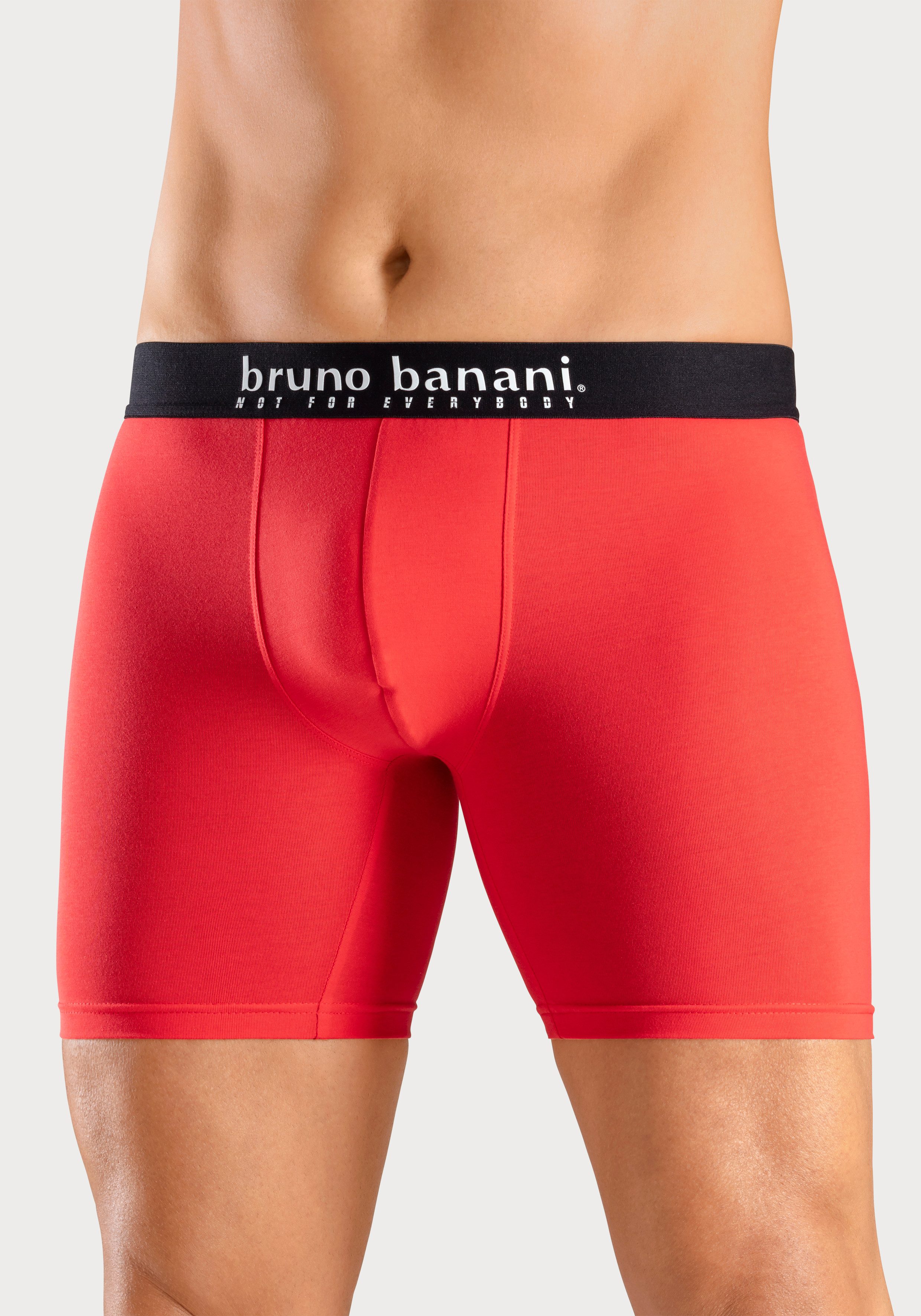 Bruno Banani Lange boxershort met palmprint en effen van katoenmix (4 stuks, Set van 4)