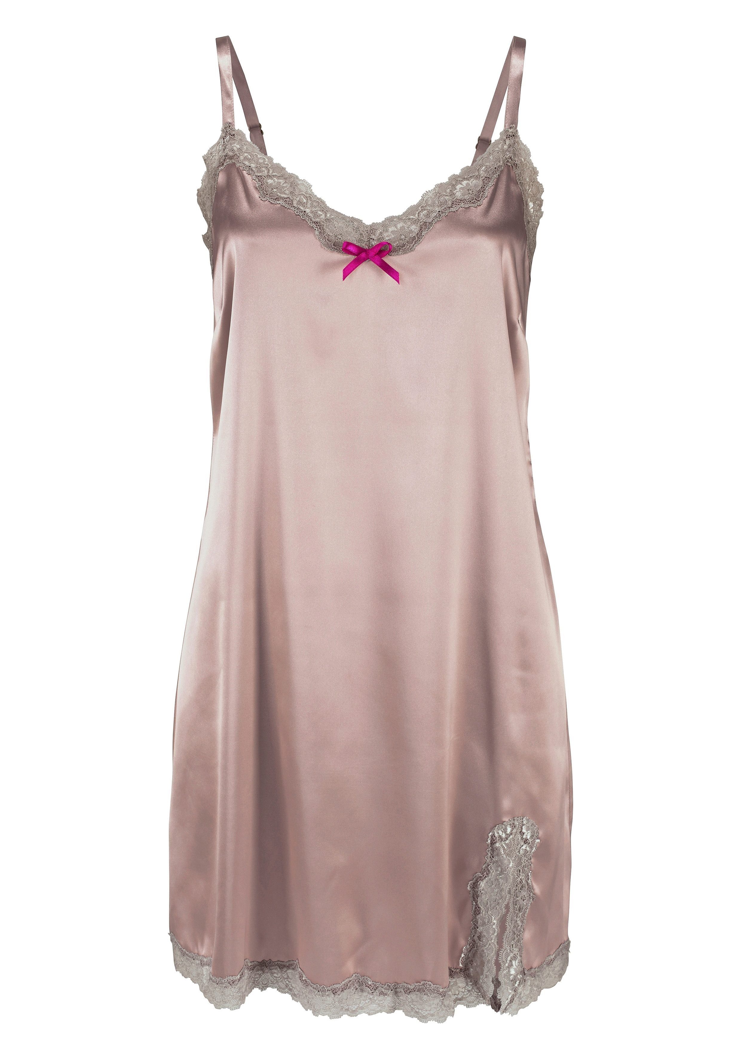 Lascana Negligé Lingerie van chic satijn-stretch met verleidelijke kant