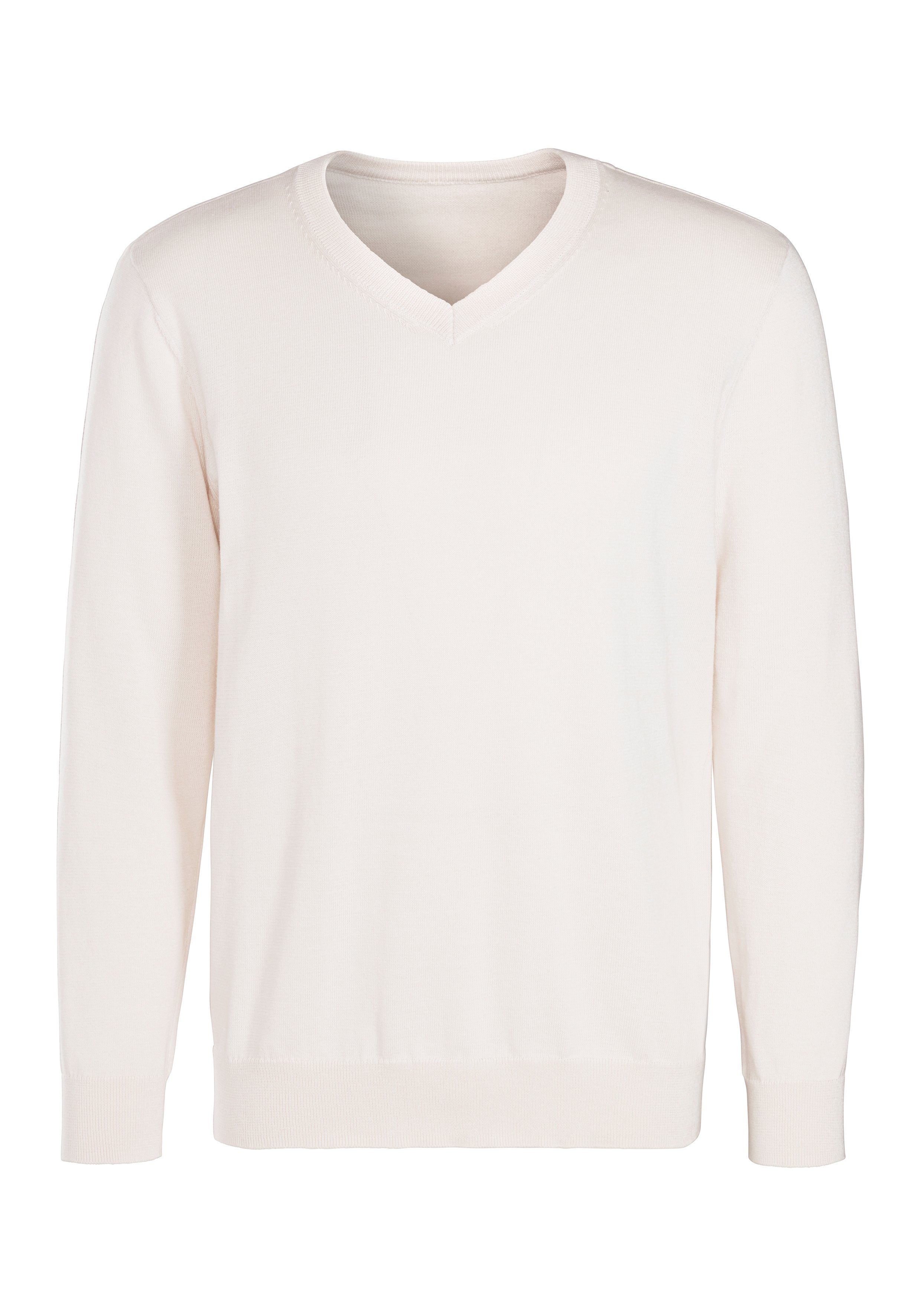 H.I.S Gebreide trui met v-hals, pullover van fijn breiwerk, katoenmix heren maat XXL (60/62) beige