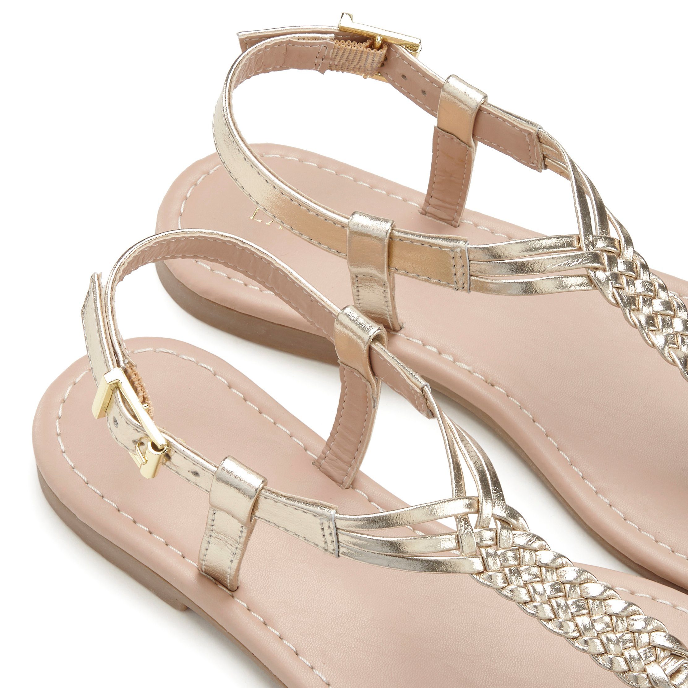 Lascana Teenslippers Sandalet, Zomerschoen Sandaal van leer met vlecht-look