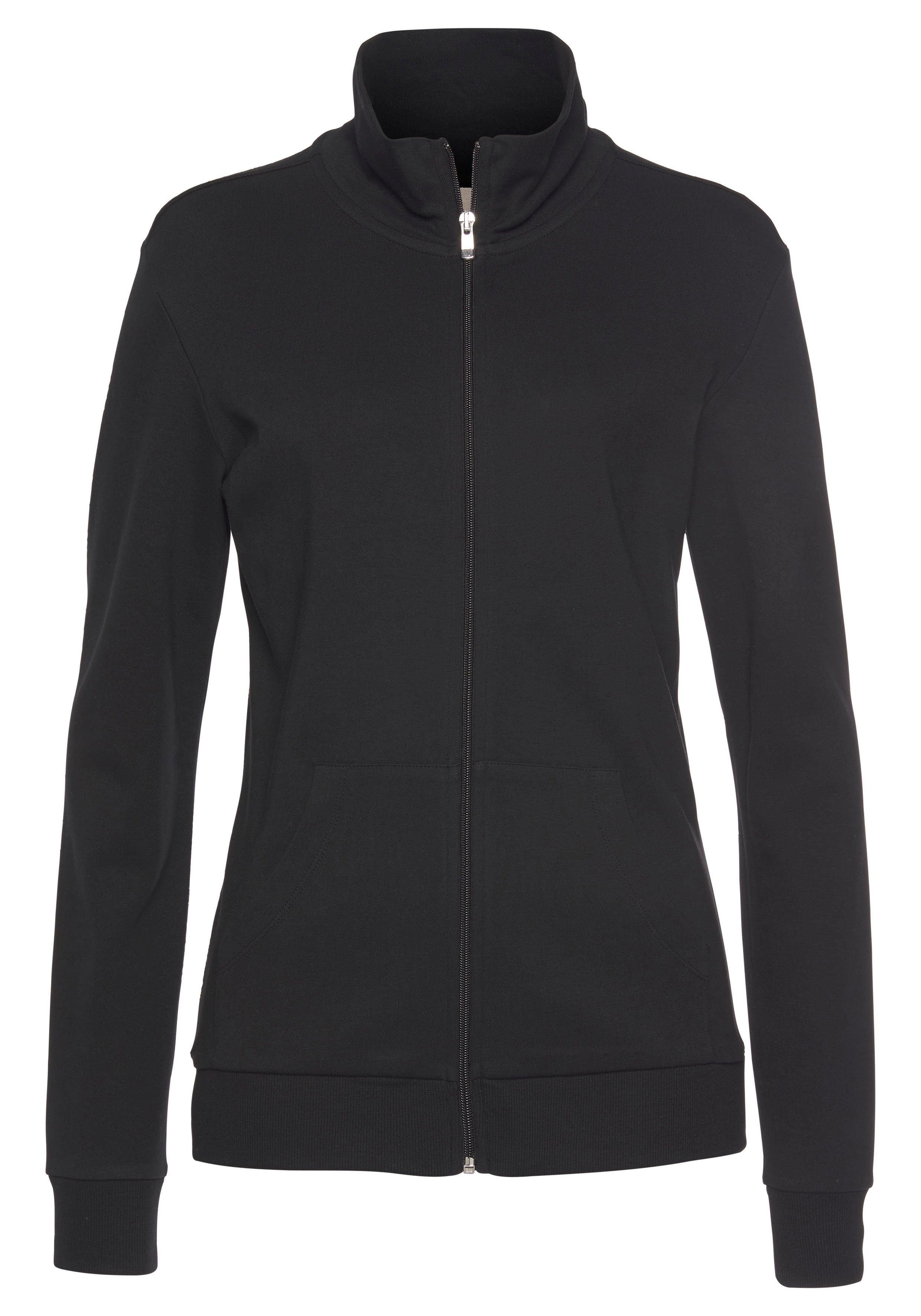 Bench. Loungewear Sweatvest met glanzende logo-borduurwerk op de staande kraag, loungepak tops & hoodies maat 48/50 zwart