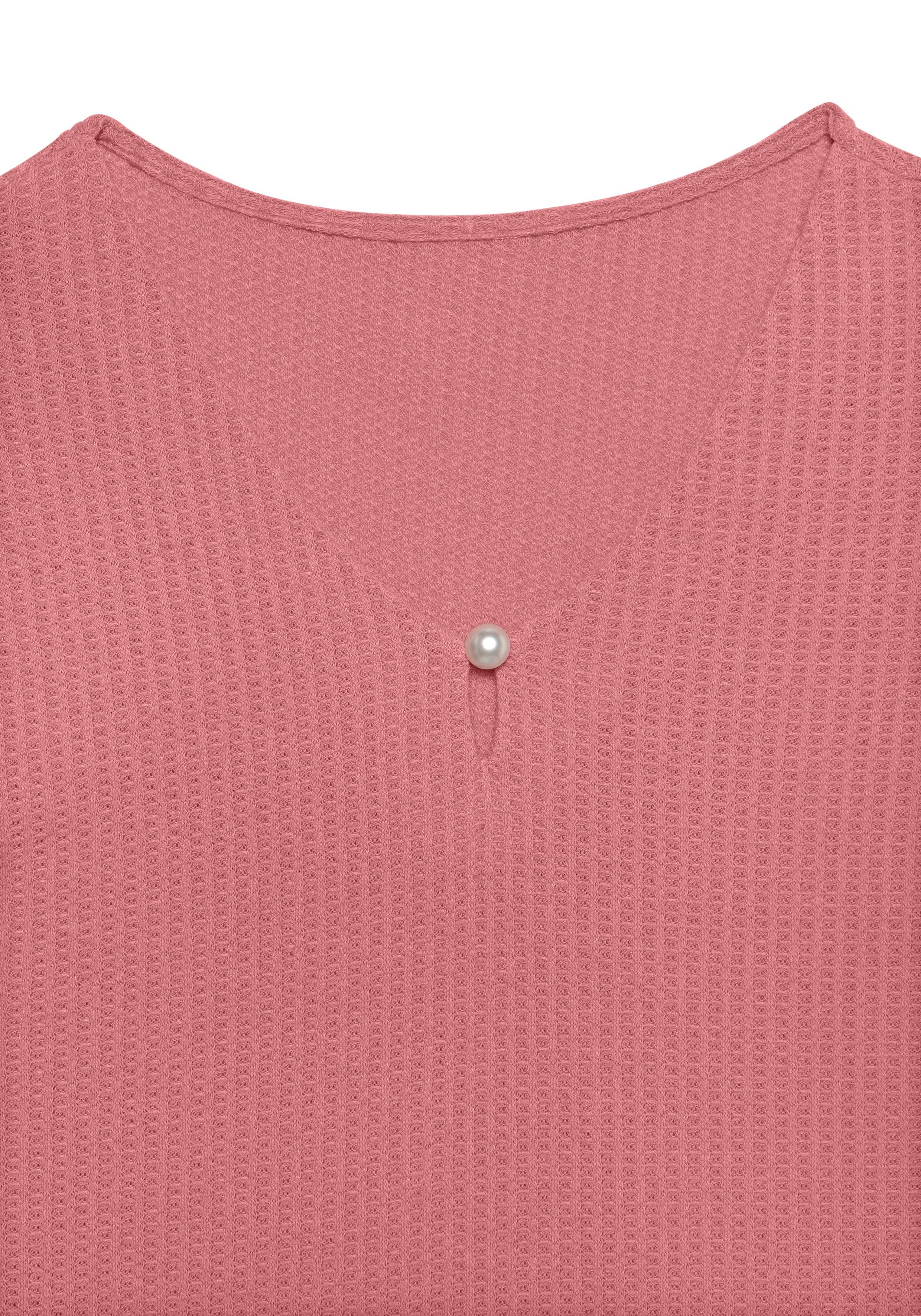 Lascana Shirt met korte mouwen Met sierkraaltje van zachte piquékwaliteit (2-delig, Set van 2)