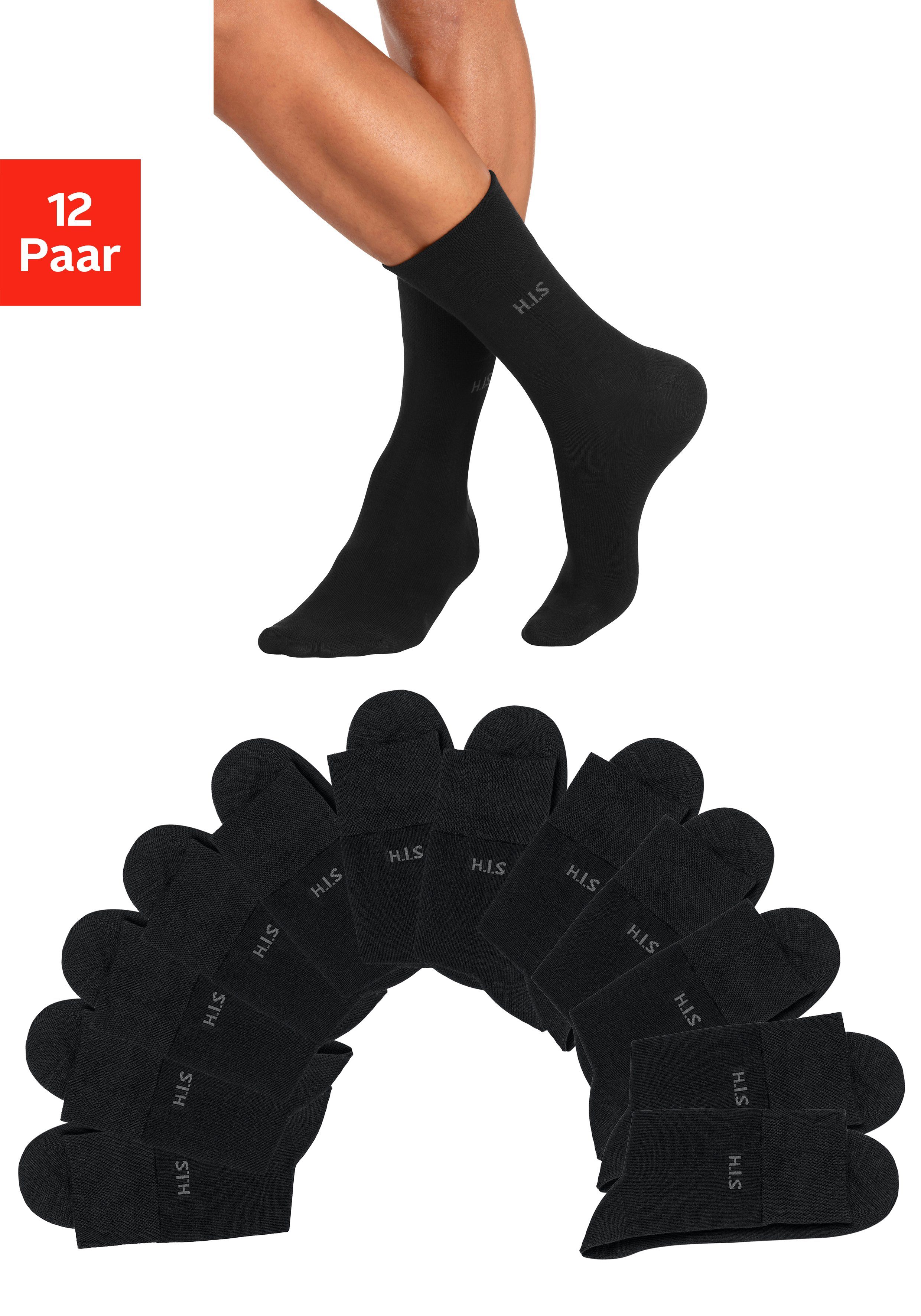 H.I.S Sokken zonder snijdende elastiek (set, 12 paar)