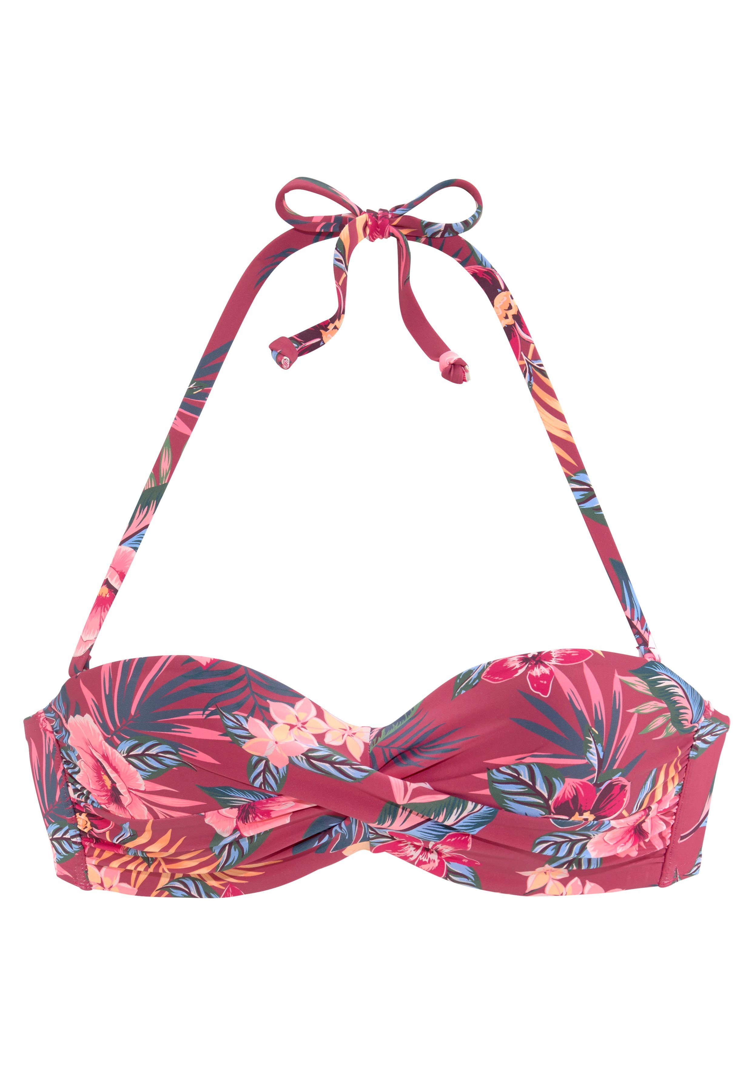 s.oliver red label beachwear beugelbikinitop in bandeaumodel marika in wikkel-look rood