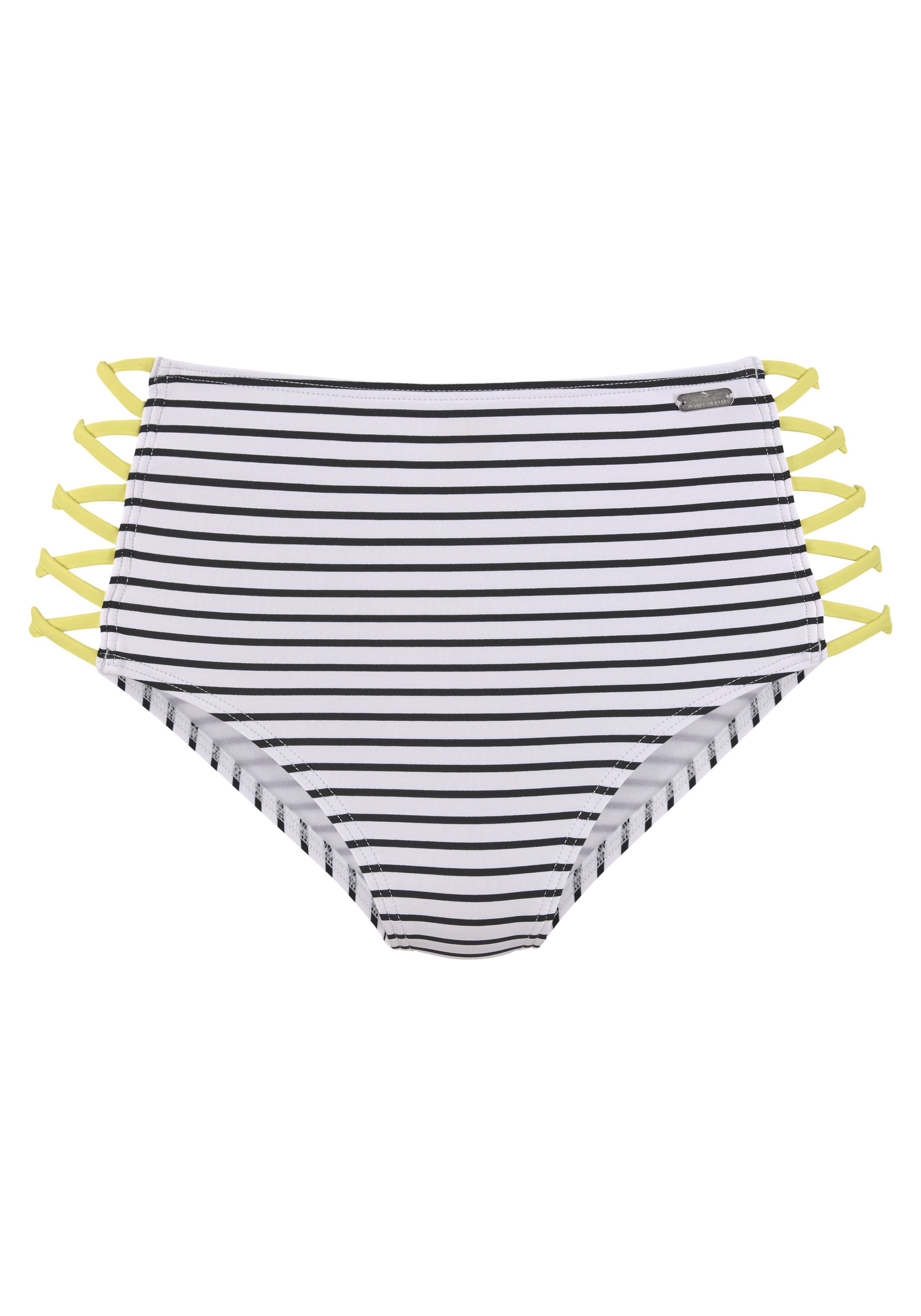 venice beach highwaist-bikinibroekje camie met gekruiste bandjes opzij wit