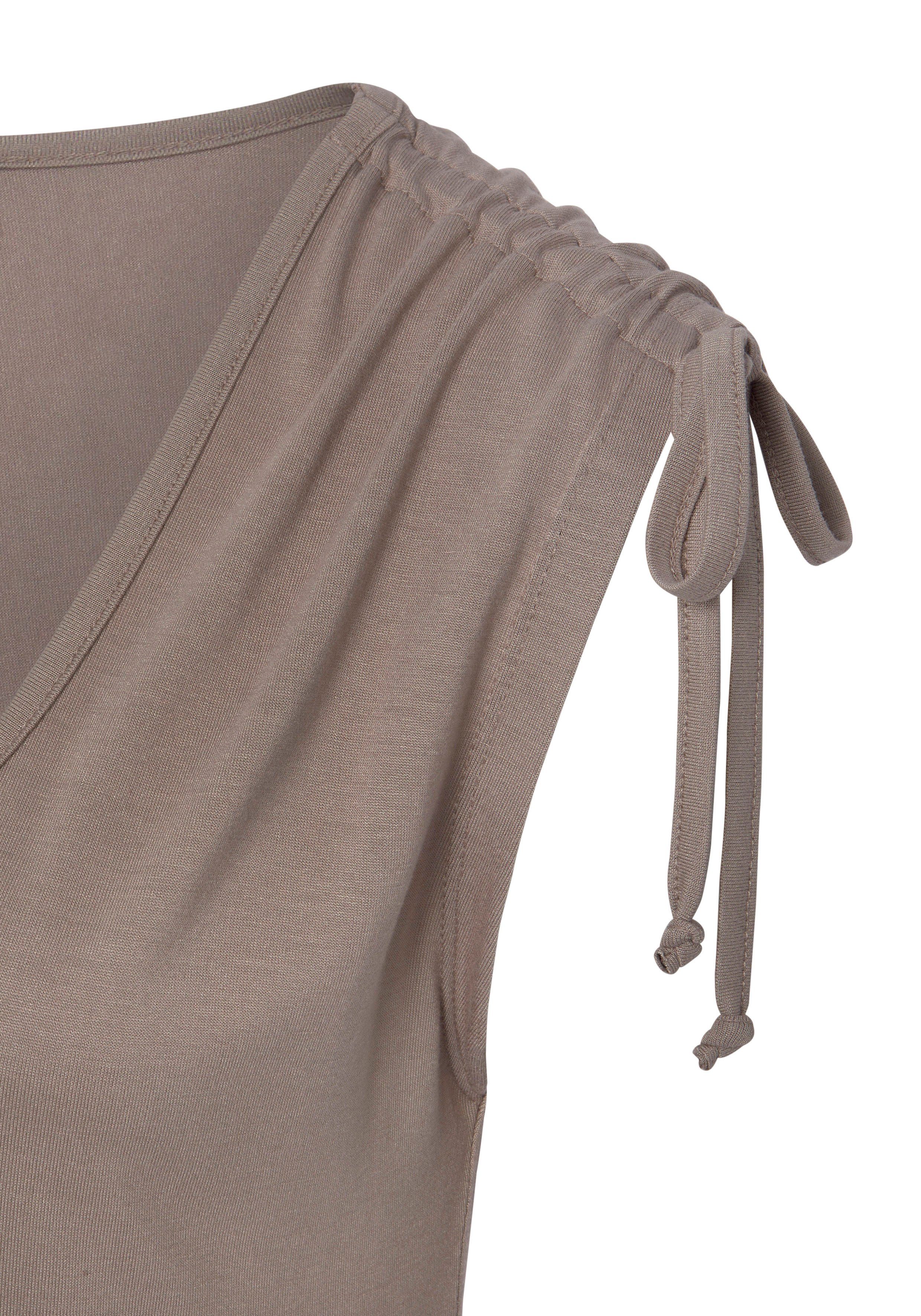 Lascana Strandtop met rimpeling op de schouders, comfortabel damestop, figuuraccentuerend