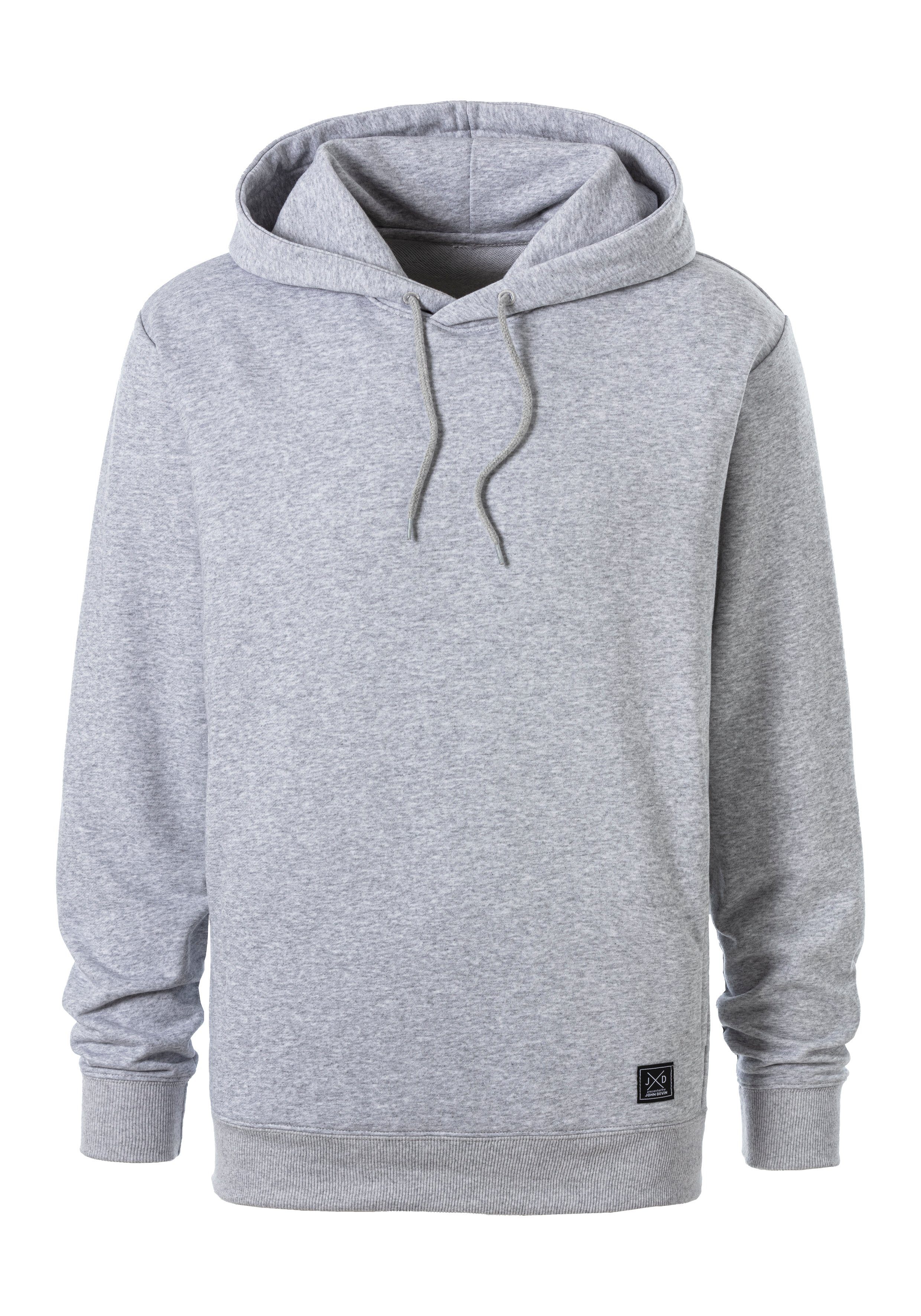 John Devin Hoodie Langarm, sweatshirt met ronde hals en capuchon, katoenmix heren maat L (52/54) grijs