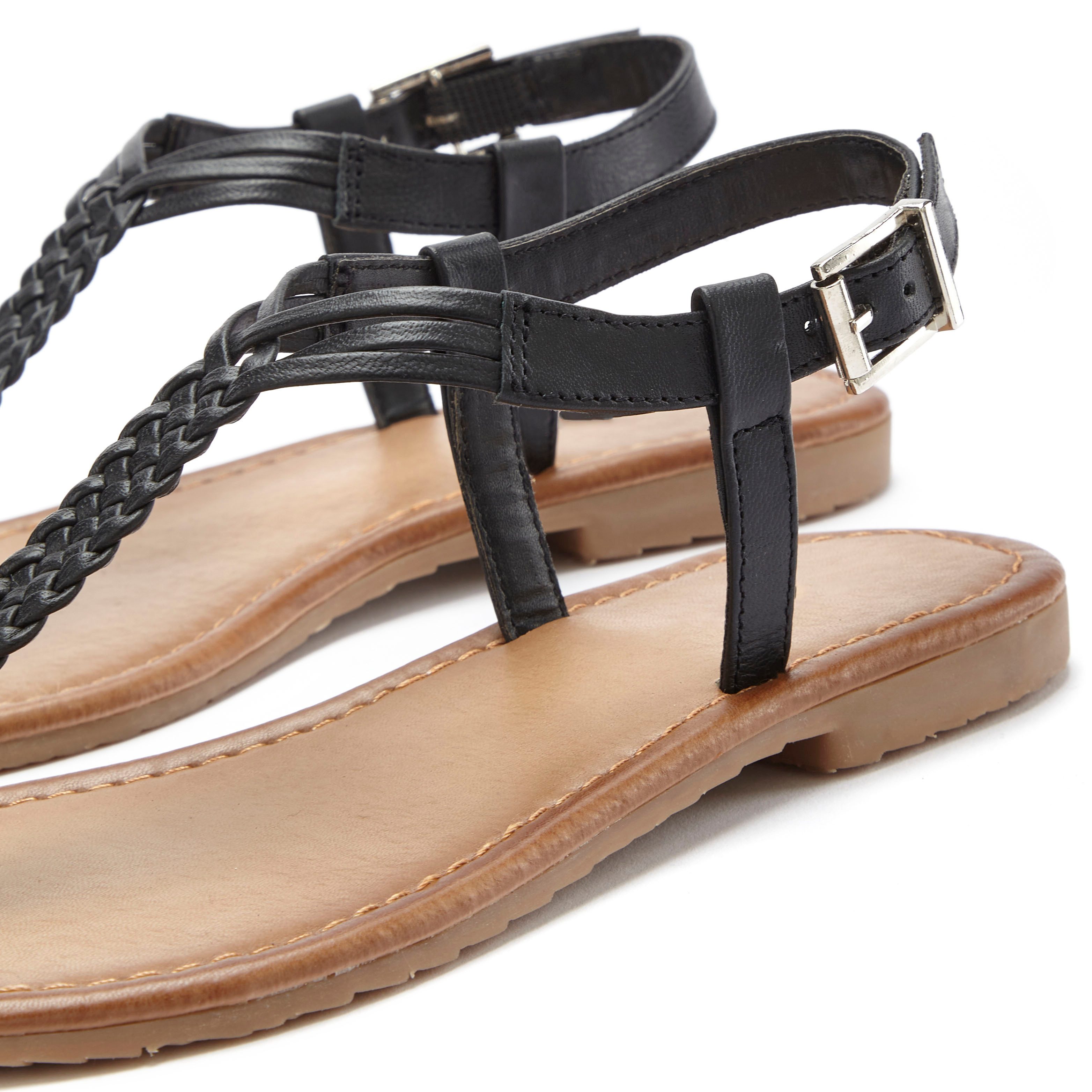Vivance Teenslippers Sandalette, zomerschoen, sandaal van leer met vlecht-look