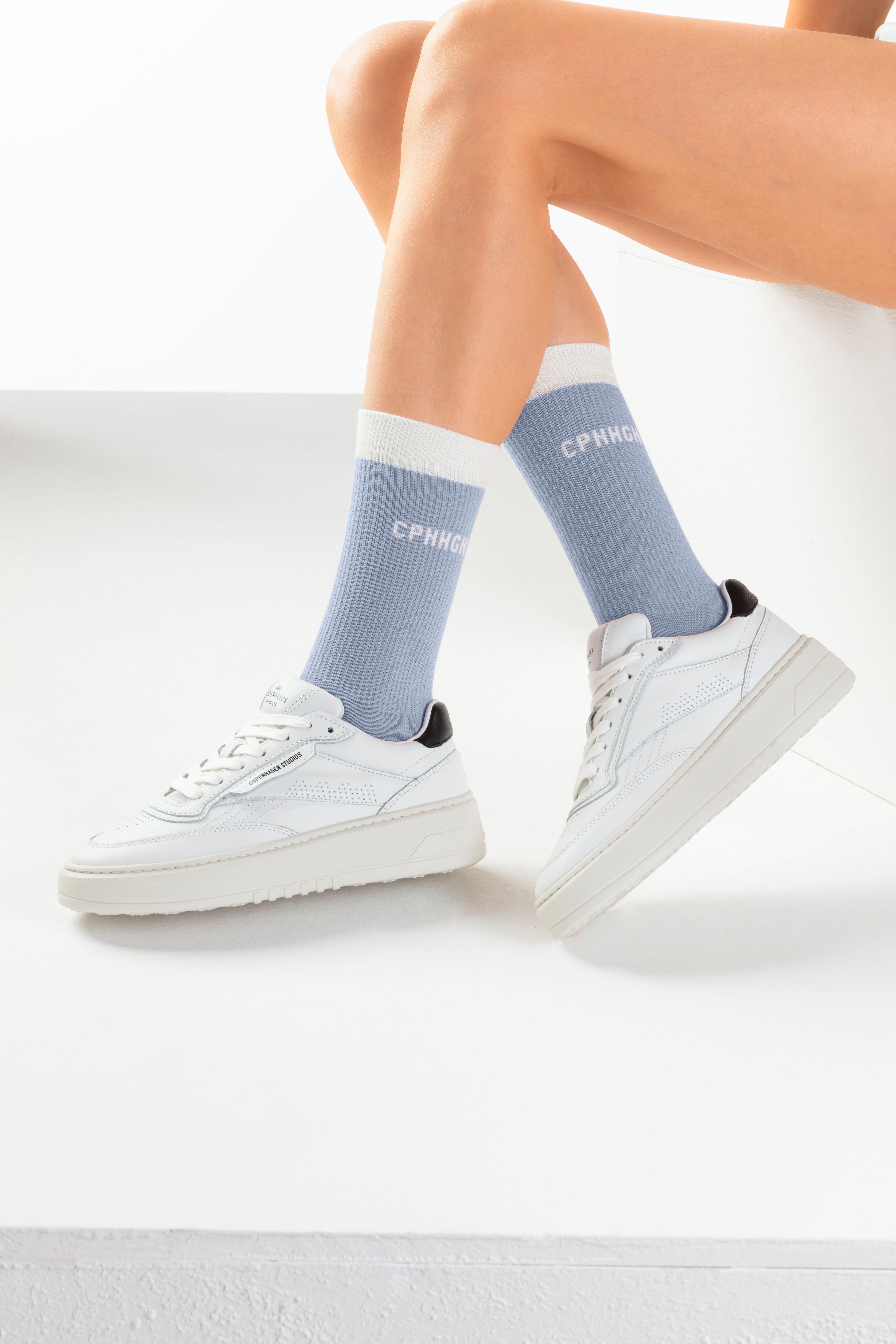 Copenhagen Studios Tennissokken met contrastkleurige band (set, 2 paar)