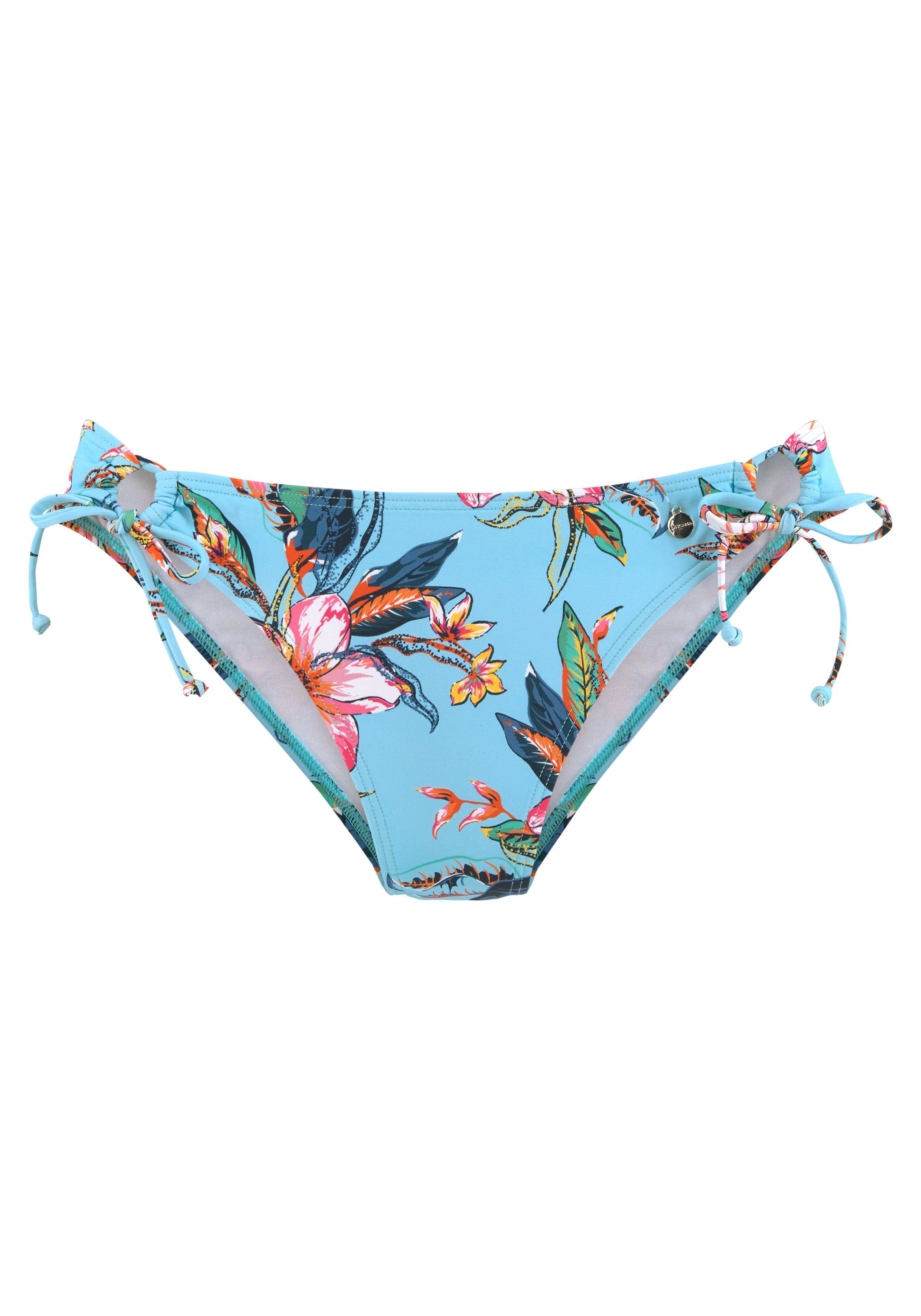 Lascana Bikinibroekje MALIA opzij te strikken met tropische print