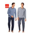 le jogger pyjama in het garen geverfde strepen (set van 2) blauw