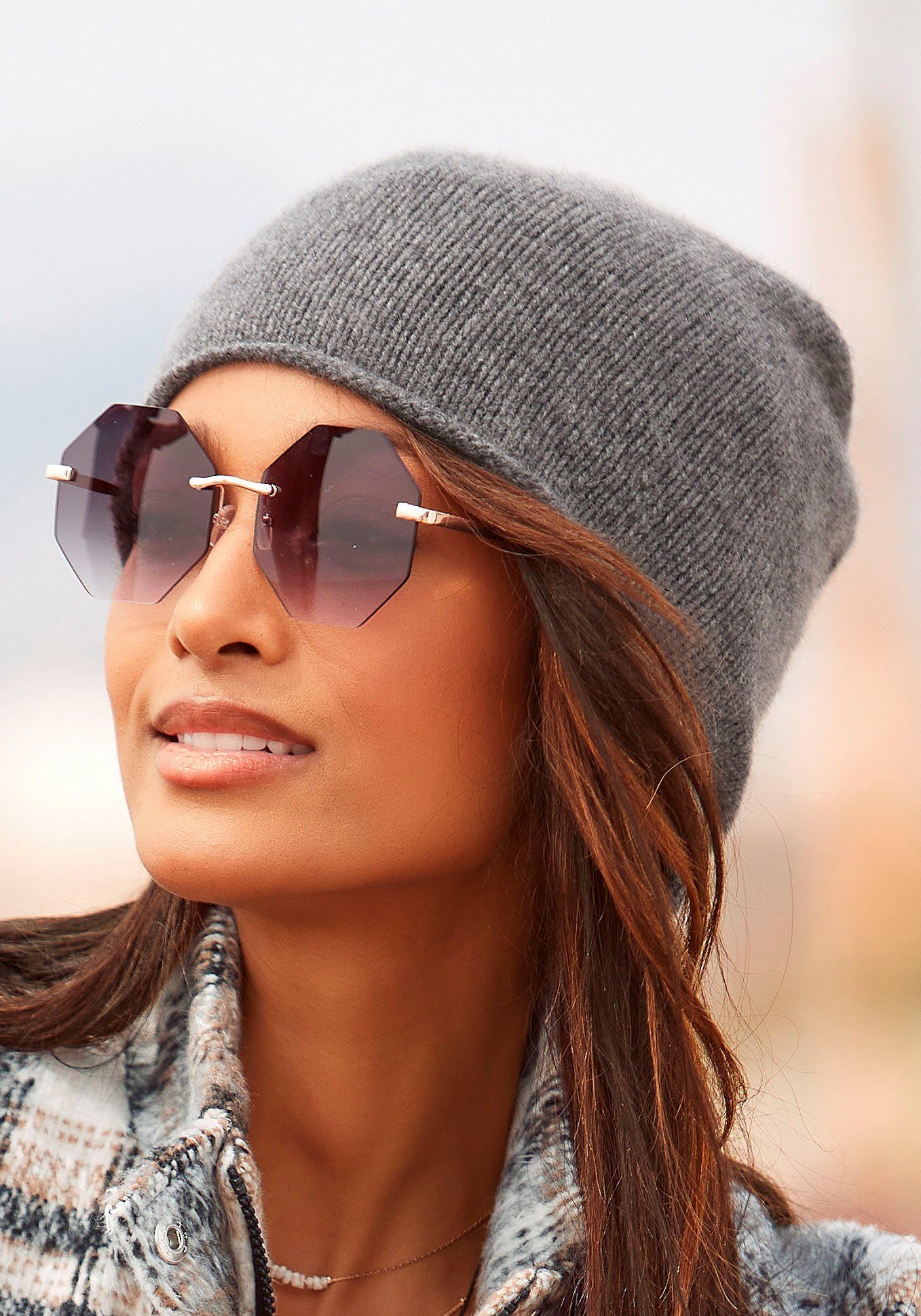 Lascana Beanie Gebreide muts Fijn breiwerk met rolrand, wintermuts, herfstmuts, muts hoeden & mutsen grijs