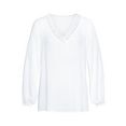 vivance gekreukte blouse met kanten inzetten wit