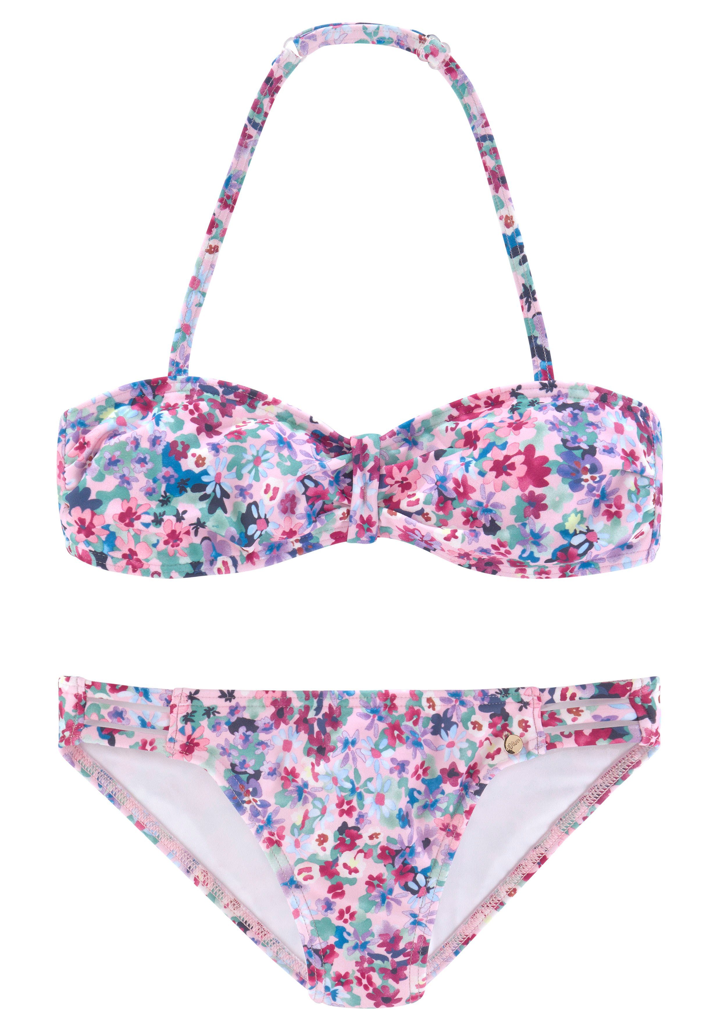 s.Oliver RED LABEL Beachwear Bandeaubikini Scatter Kids met zomerse bloemenprint