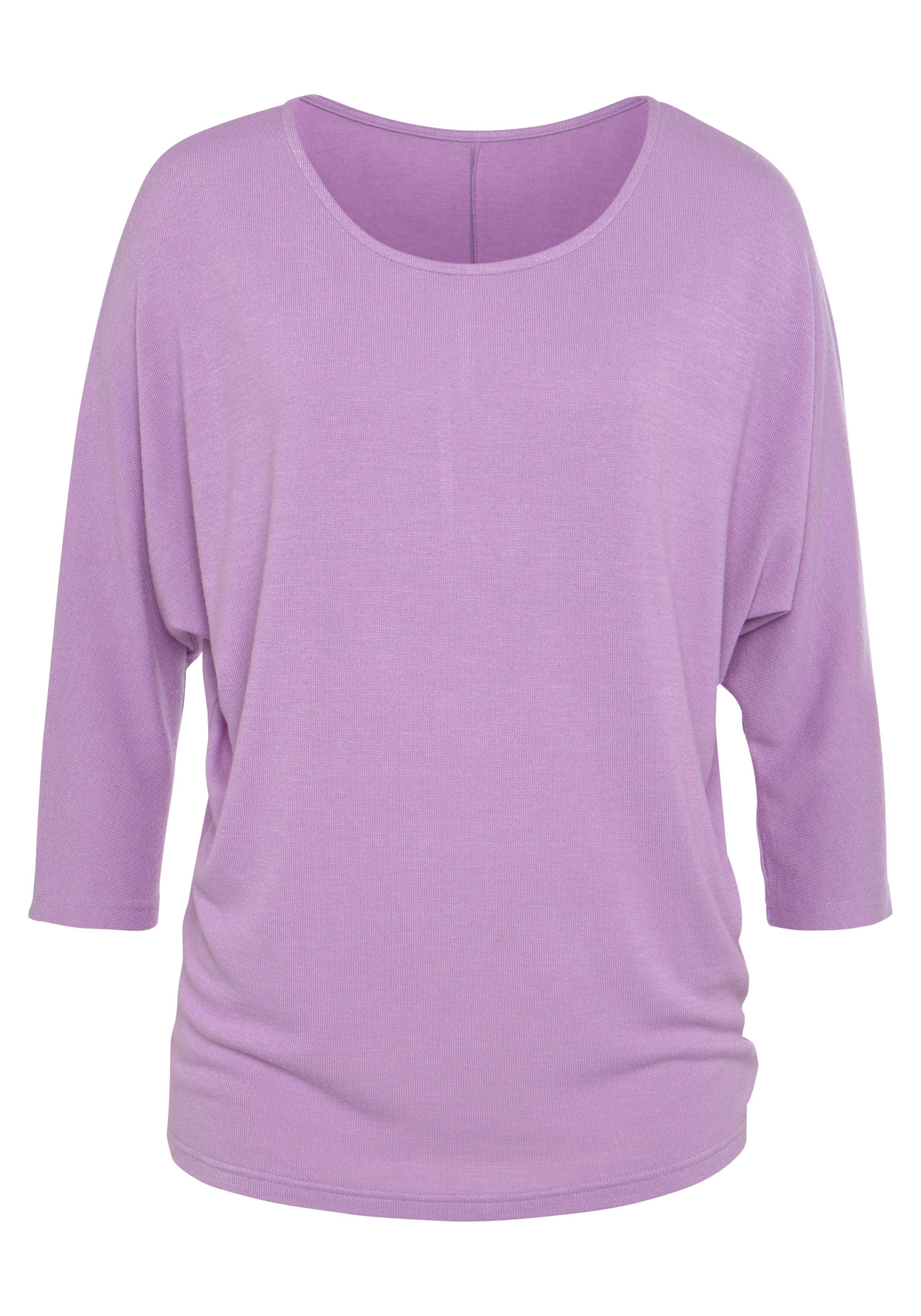 Lascana Shirt met 3/4-mouwen Met vlindermouwen van zachte fijn gebreide kwaliteit met viscose (1-delig)
